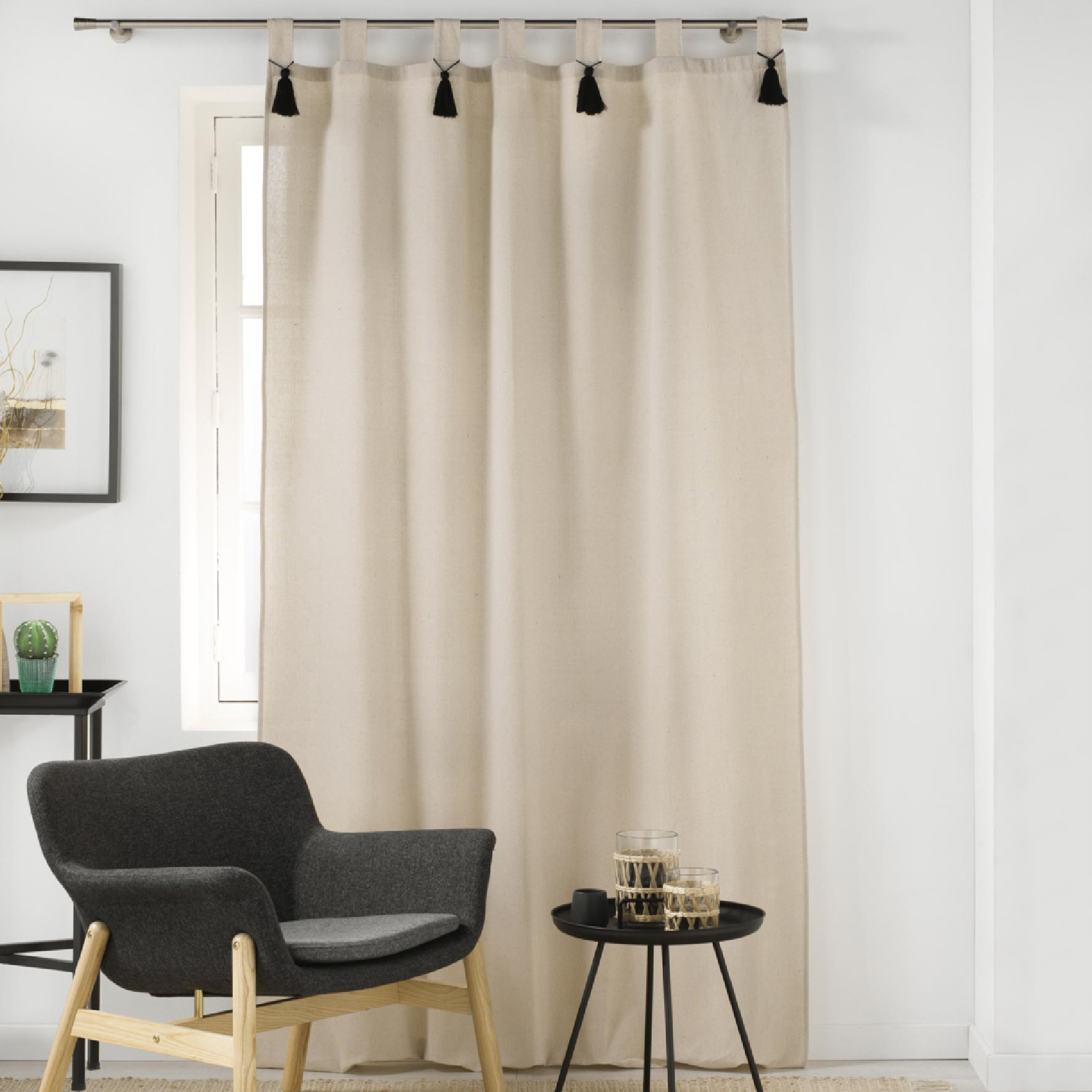 Rideau à Passants avec Pompons Uni — vue 5