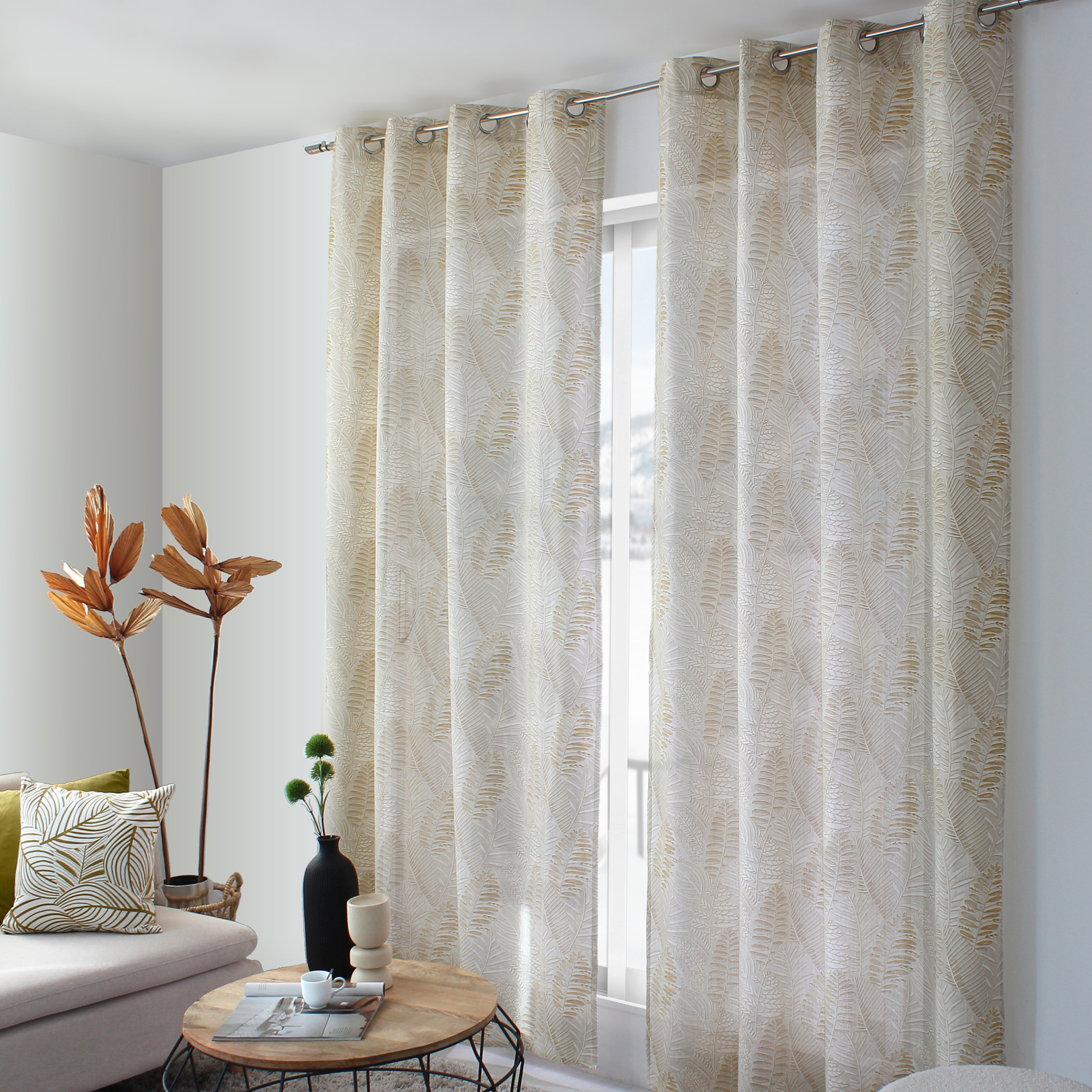 Rideau imprimé feuillage en coton recyclé — vue 5