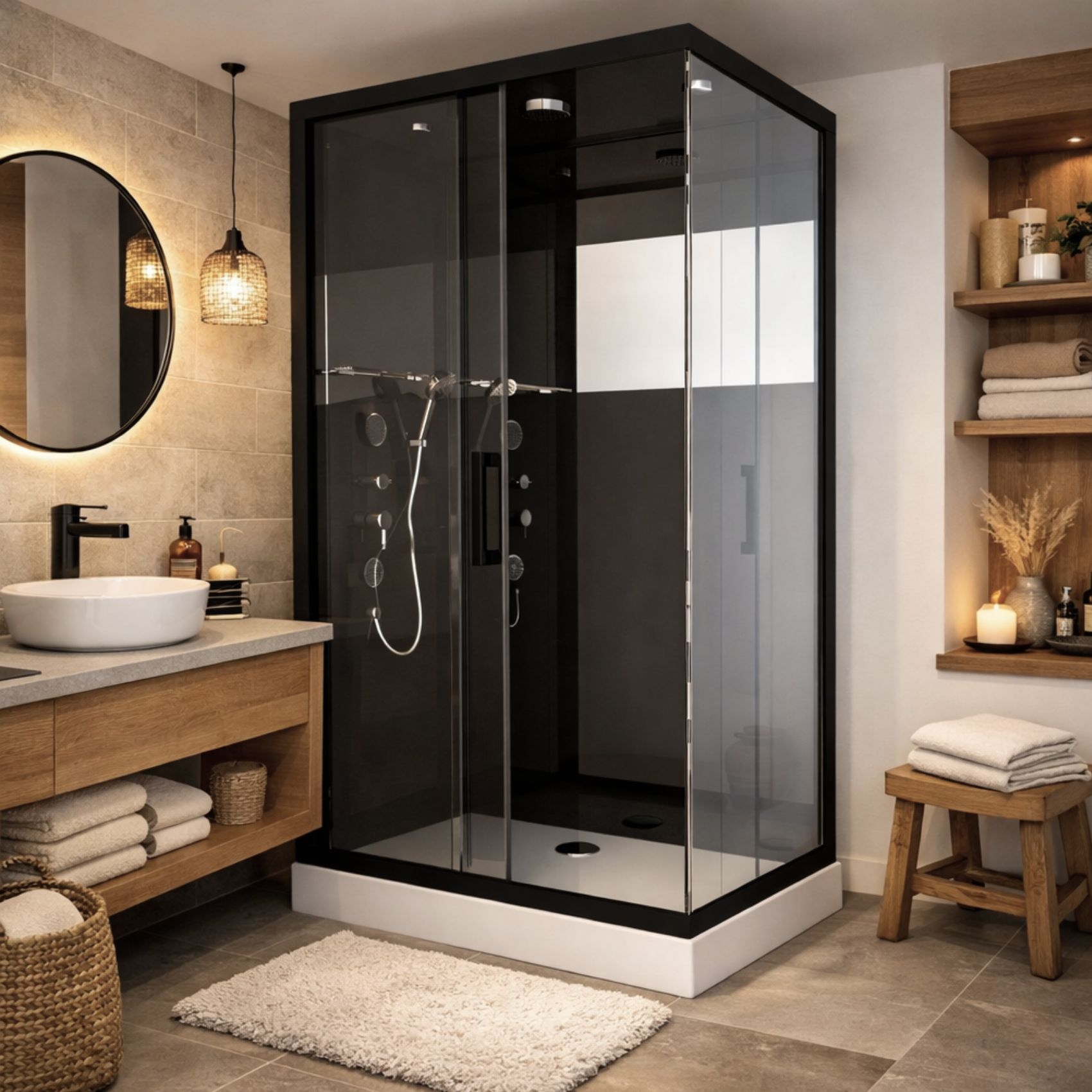Cabine de Douche Black Mirror 2 Rectangle — vue 4