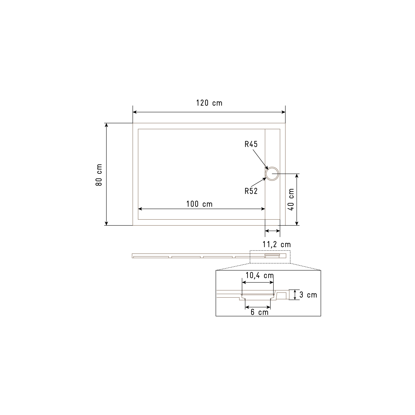 Receveur de douche extra-plat en résine effet pierre  grille linéaire chrome — vue 5