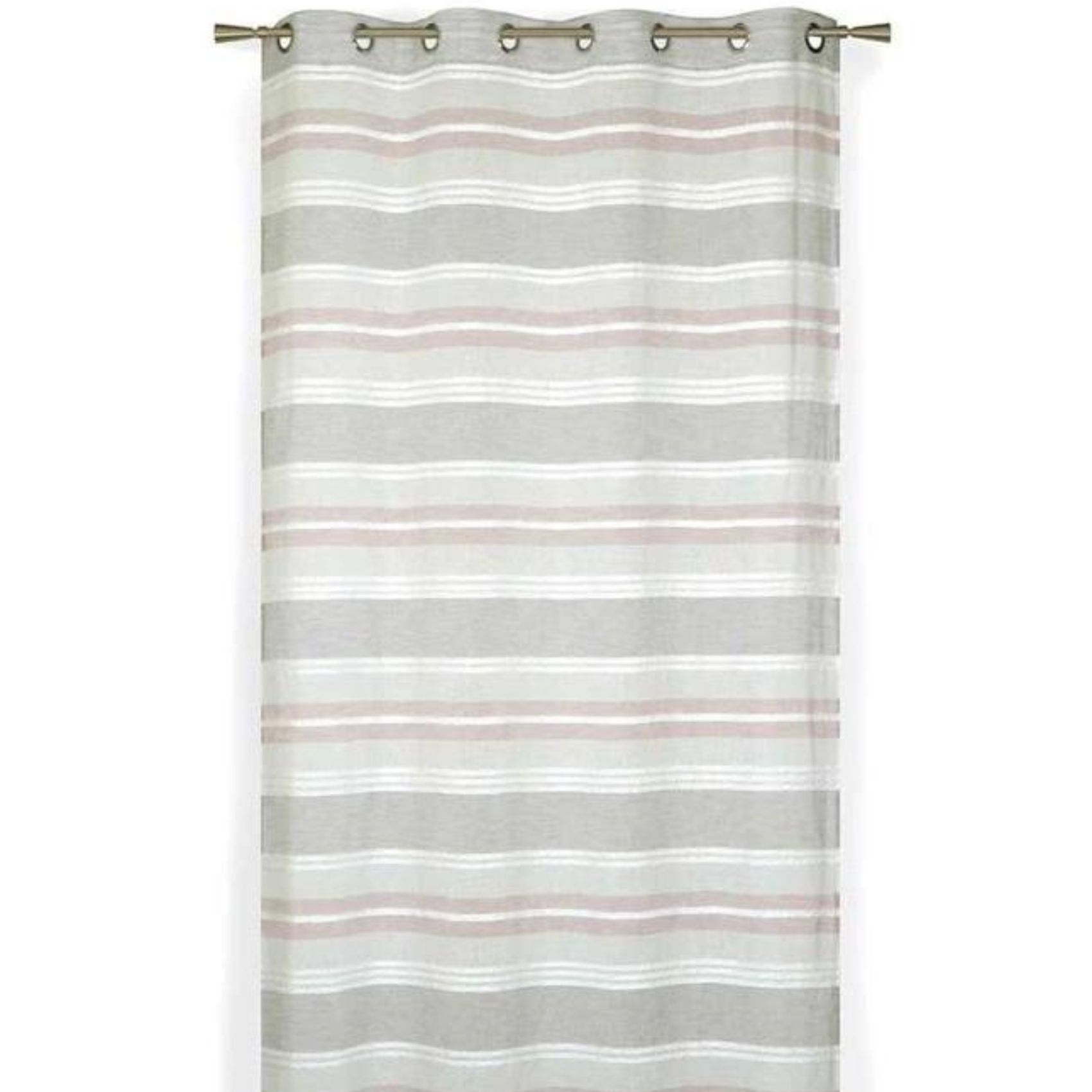 Voilage Rayé en Etamine Aspect Lin