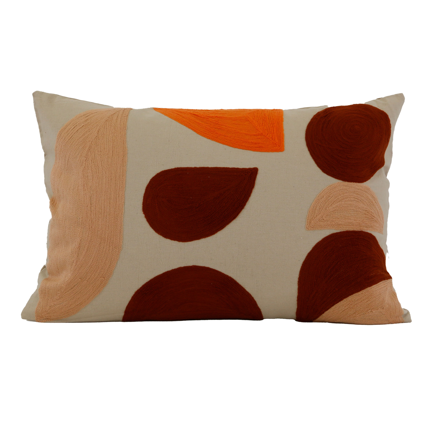 Coussin brodé motif abstrait