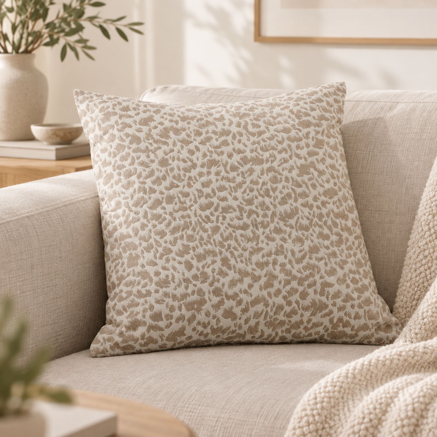 Coussin jacquard abstrait texturé style naturel — vue 5