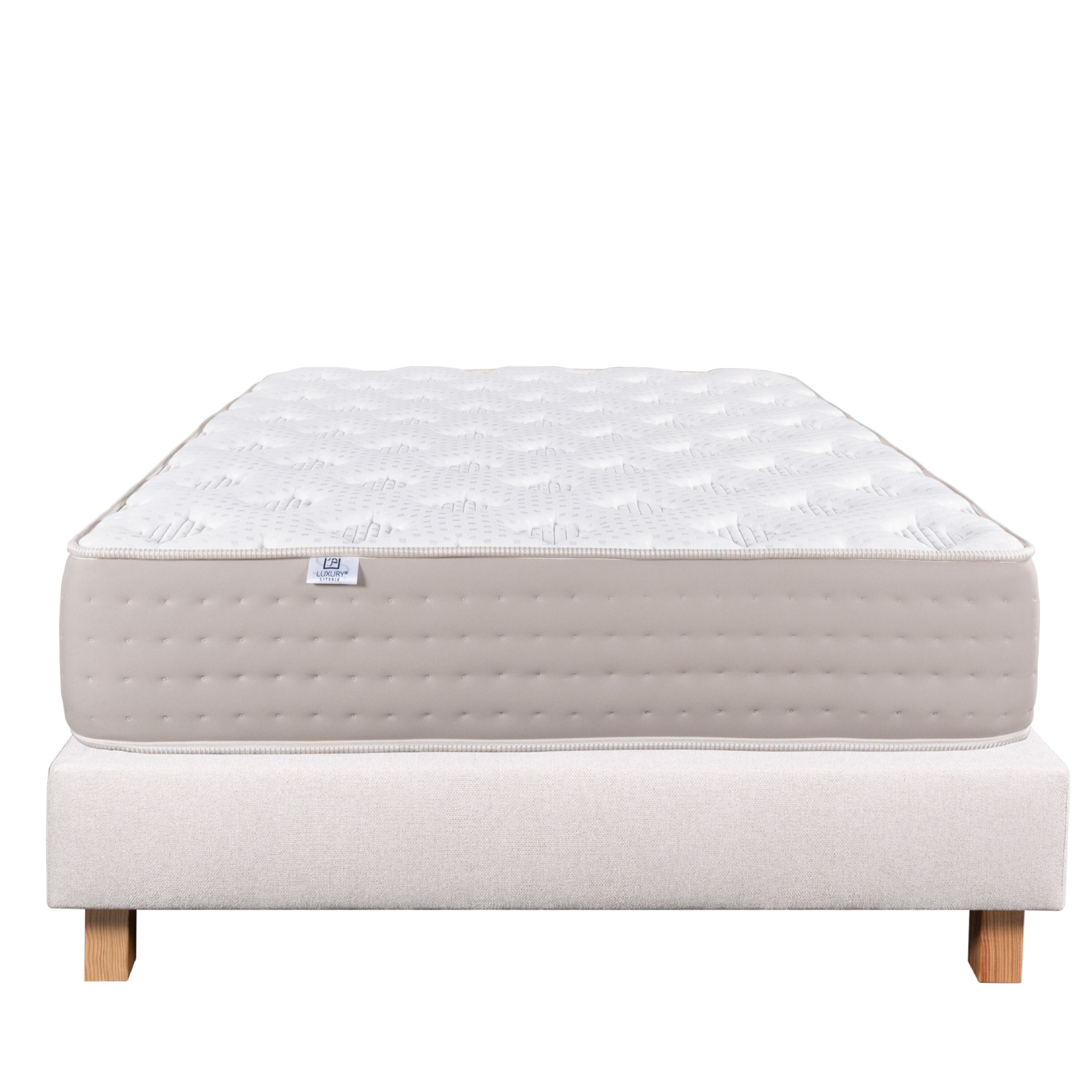 Ensemble matelas ressorts ensachés 26 cm et sommier beige