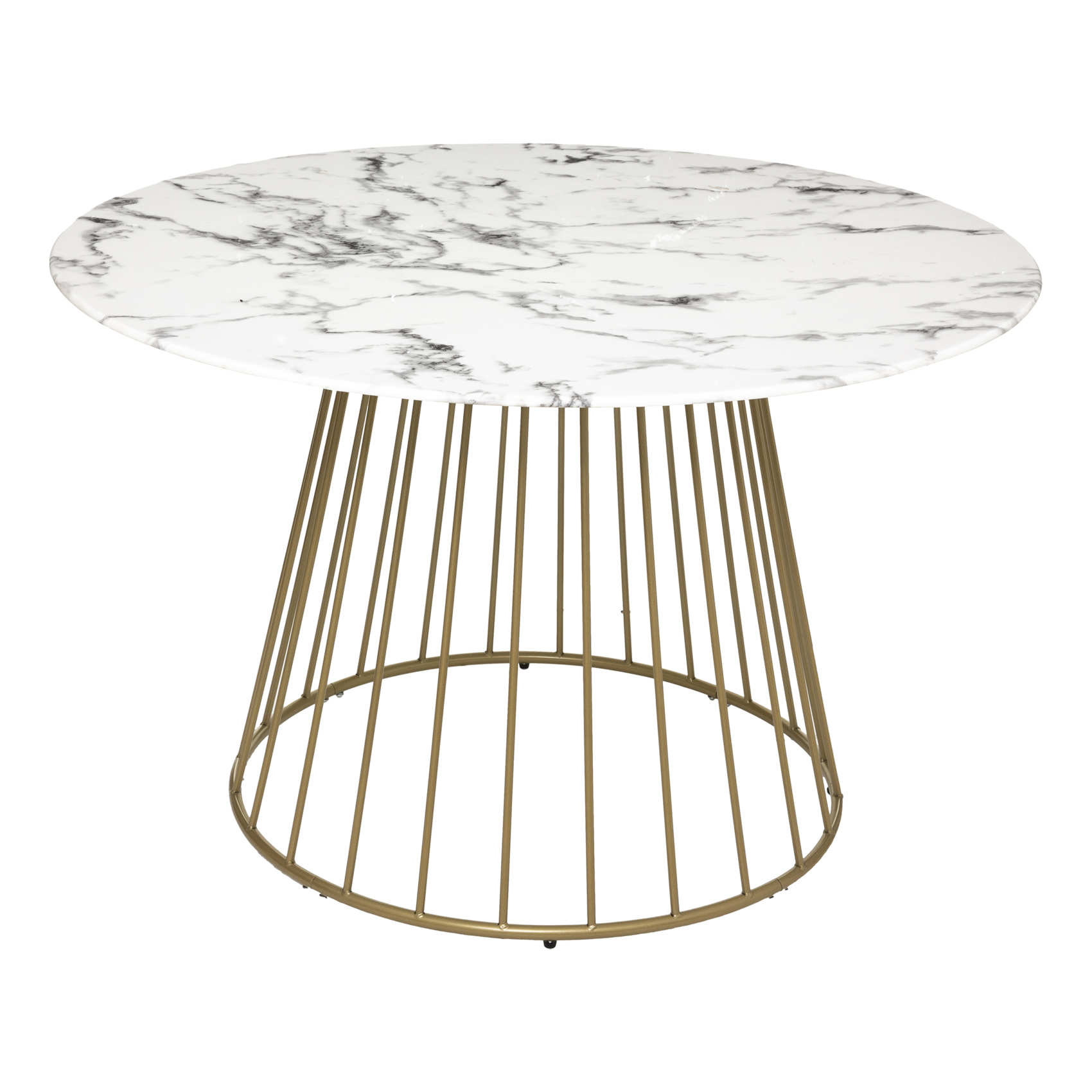 Table à manger ronde en verre trempé aspect marbre
