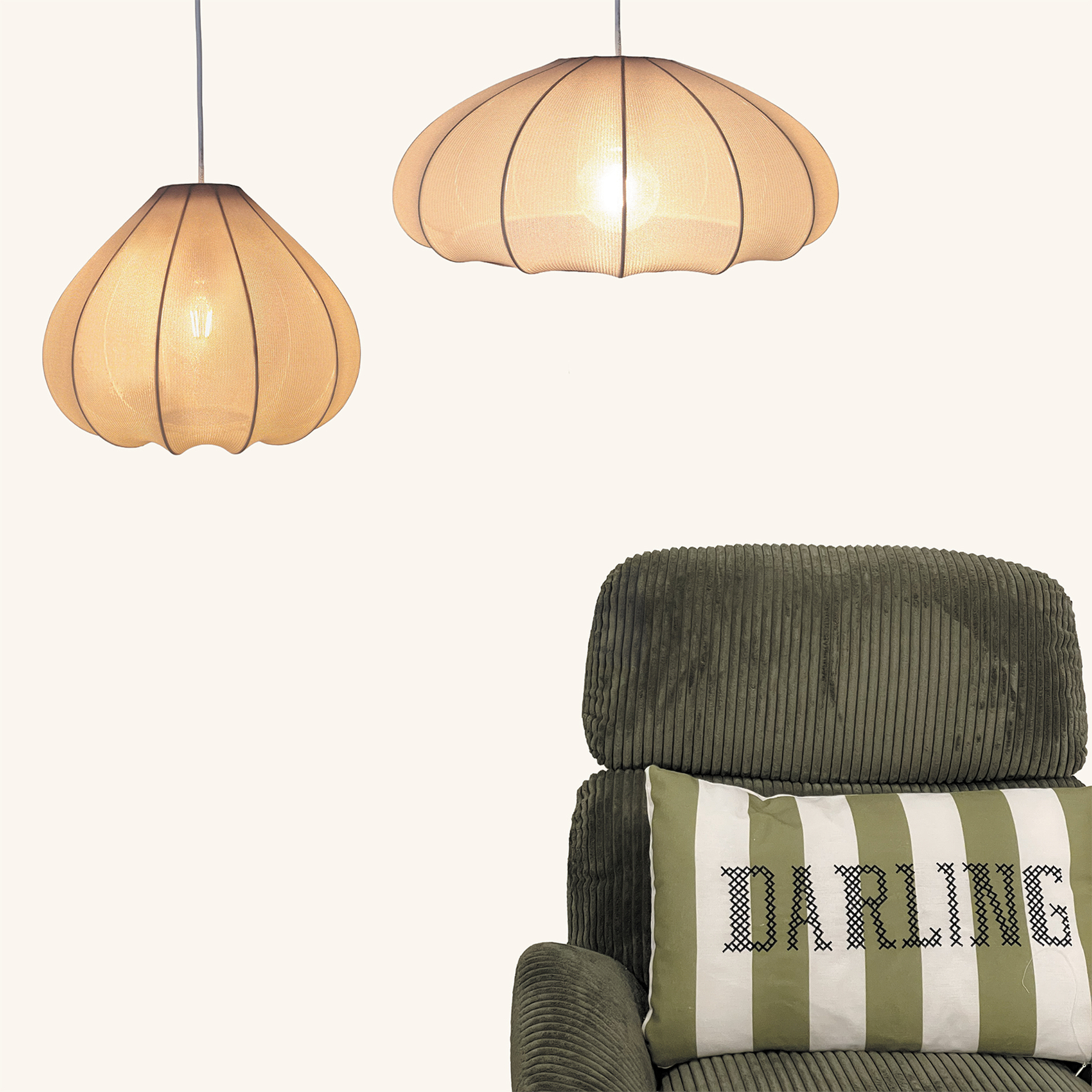 Abat-jour pour suspension en tissu texturé forme goutte — vue 3