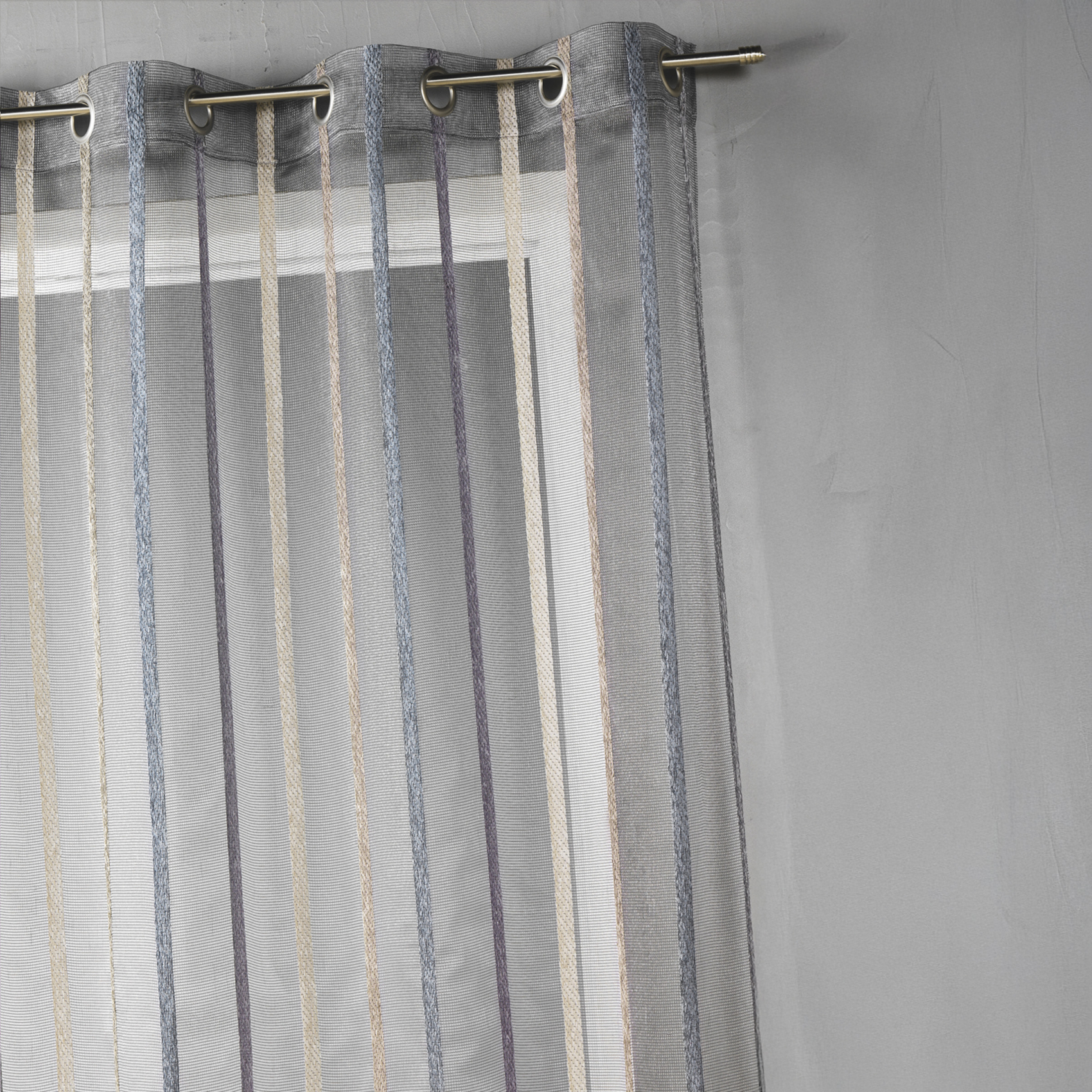 Voilage coloré rayures ton sur ton — vue 3