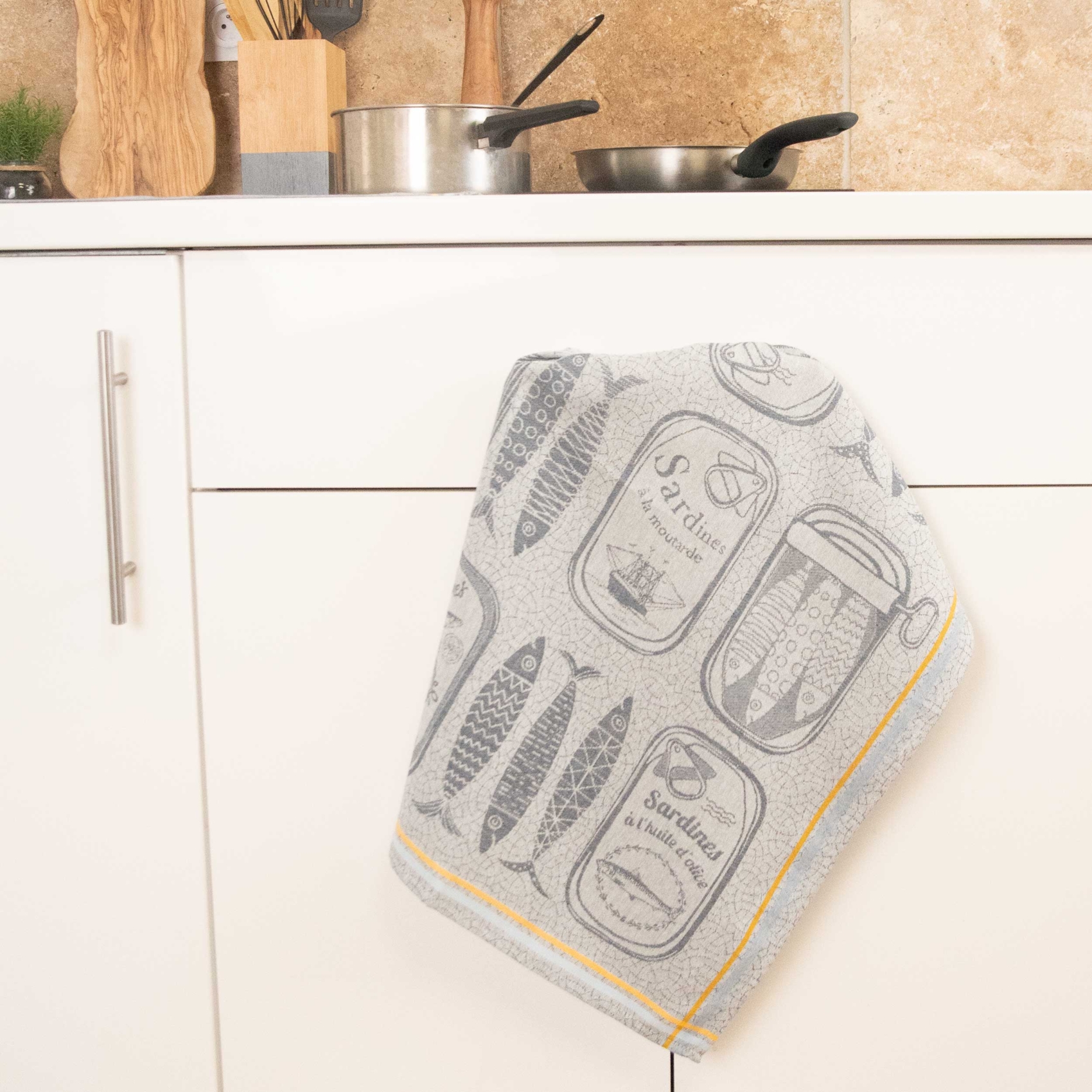 Torchon en coton sardines cuisine — vue 3