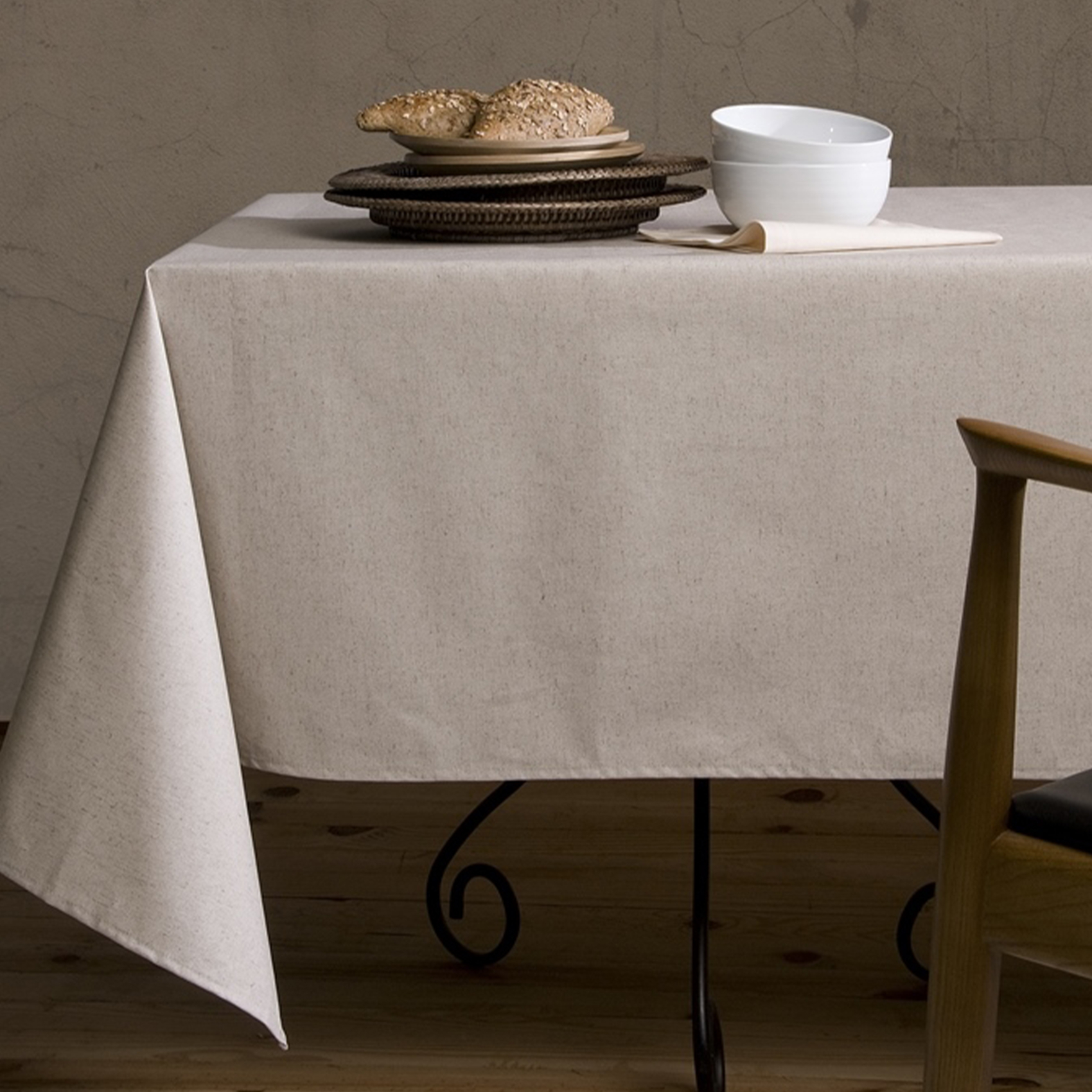 Nappe rectangulaire en lin et coton enduit anti-tache — vue 4