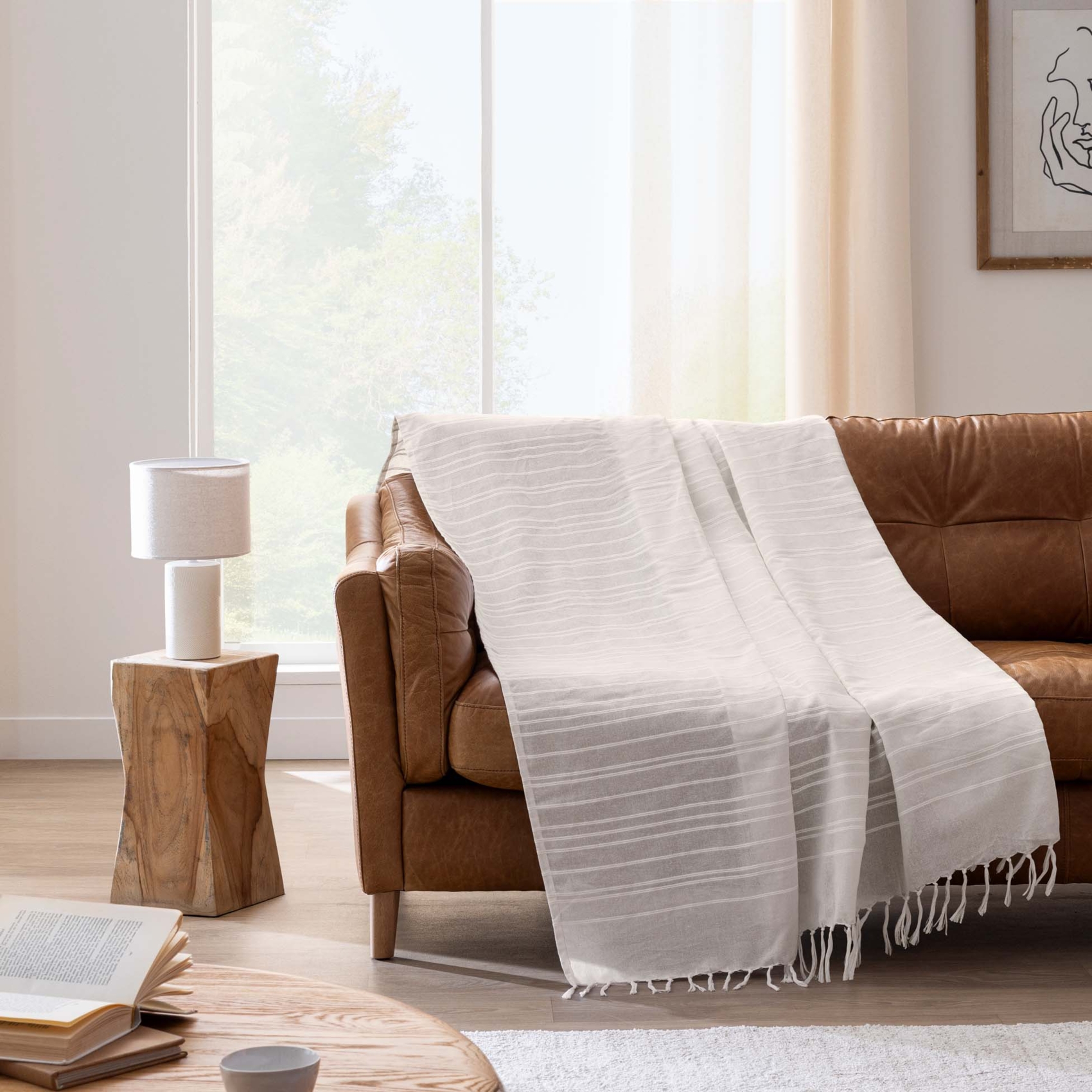 Plaid coton à franges grand format — vue 4