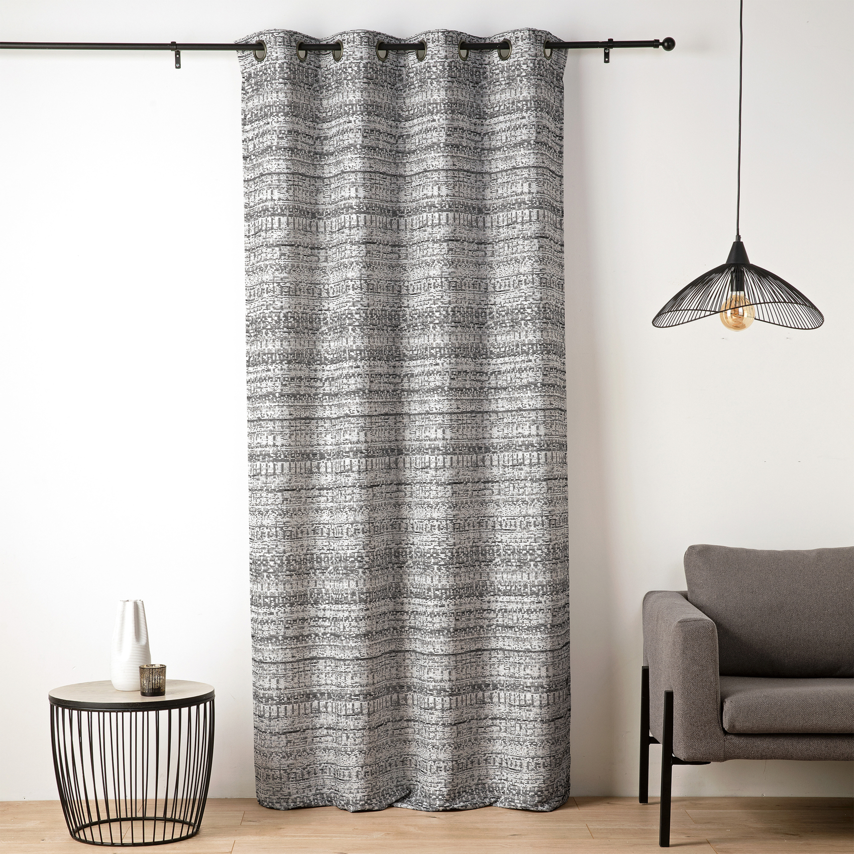 Rideau jacquard texturé inspiration minérale à oeillets