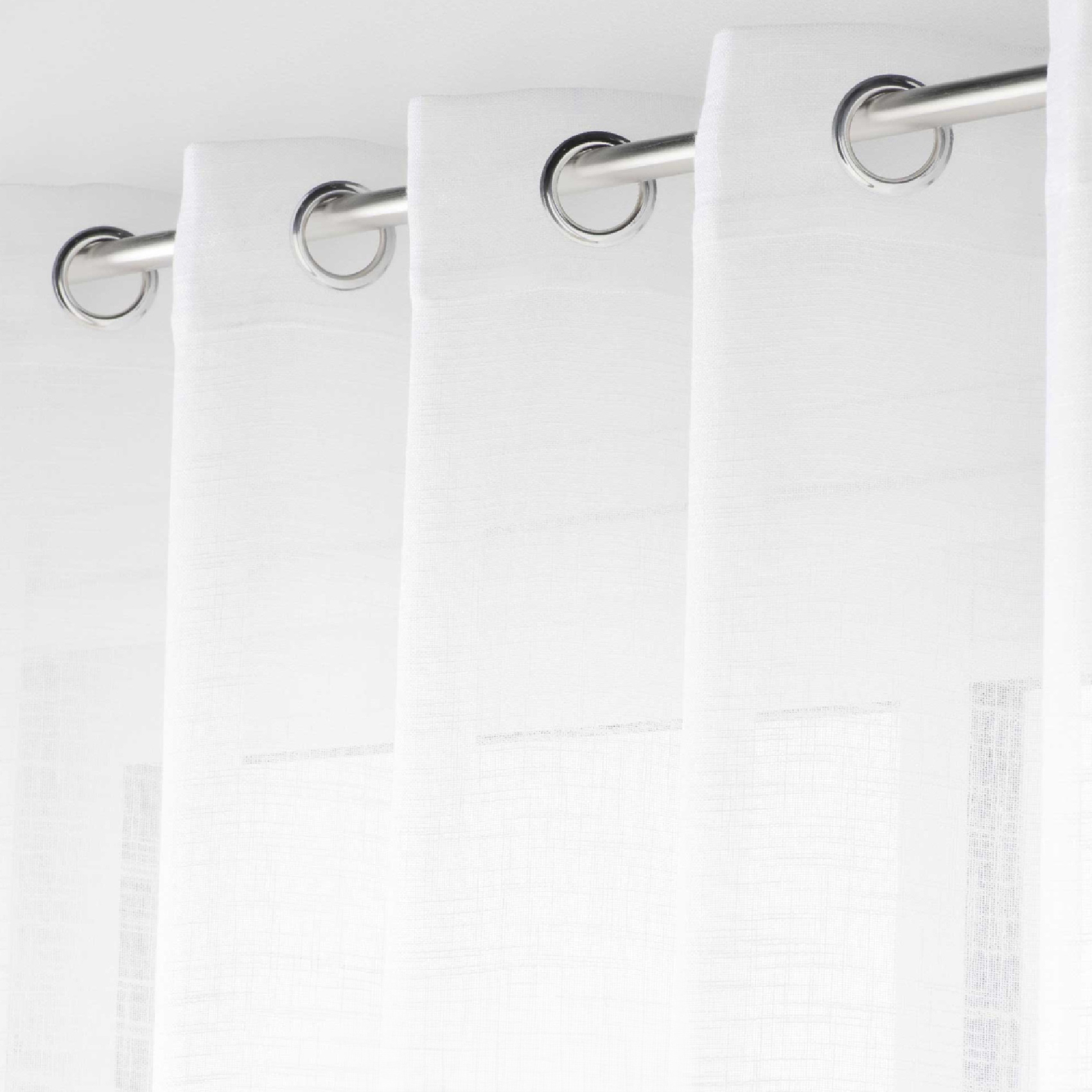 Voilage grande largeur à Oeillets Haltona Blanc Effet Lin Tissé — vue 3