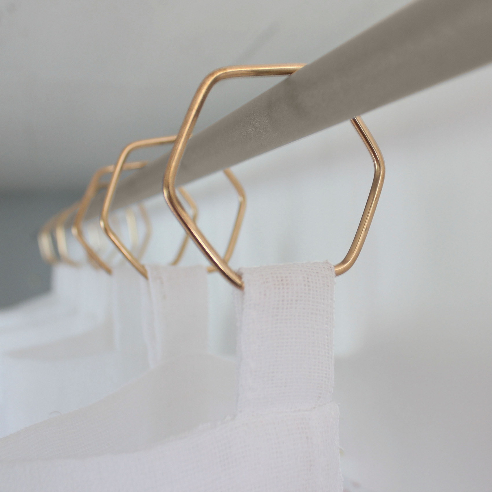 Voilage effet lin avec anneaux dorés — vue 4