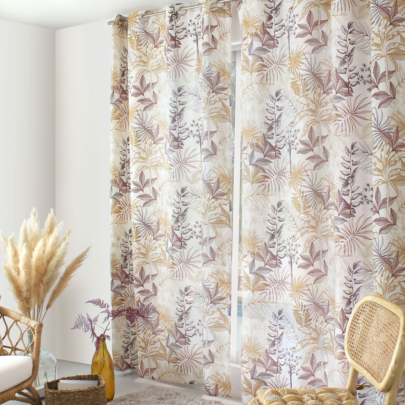 Rideau tamisant imprimé végétal multicolore — vue 4