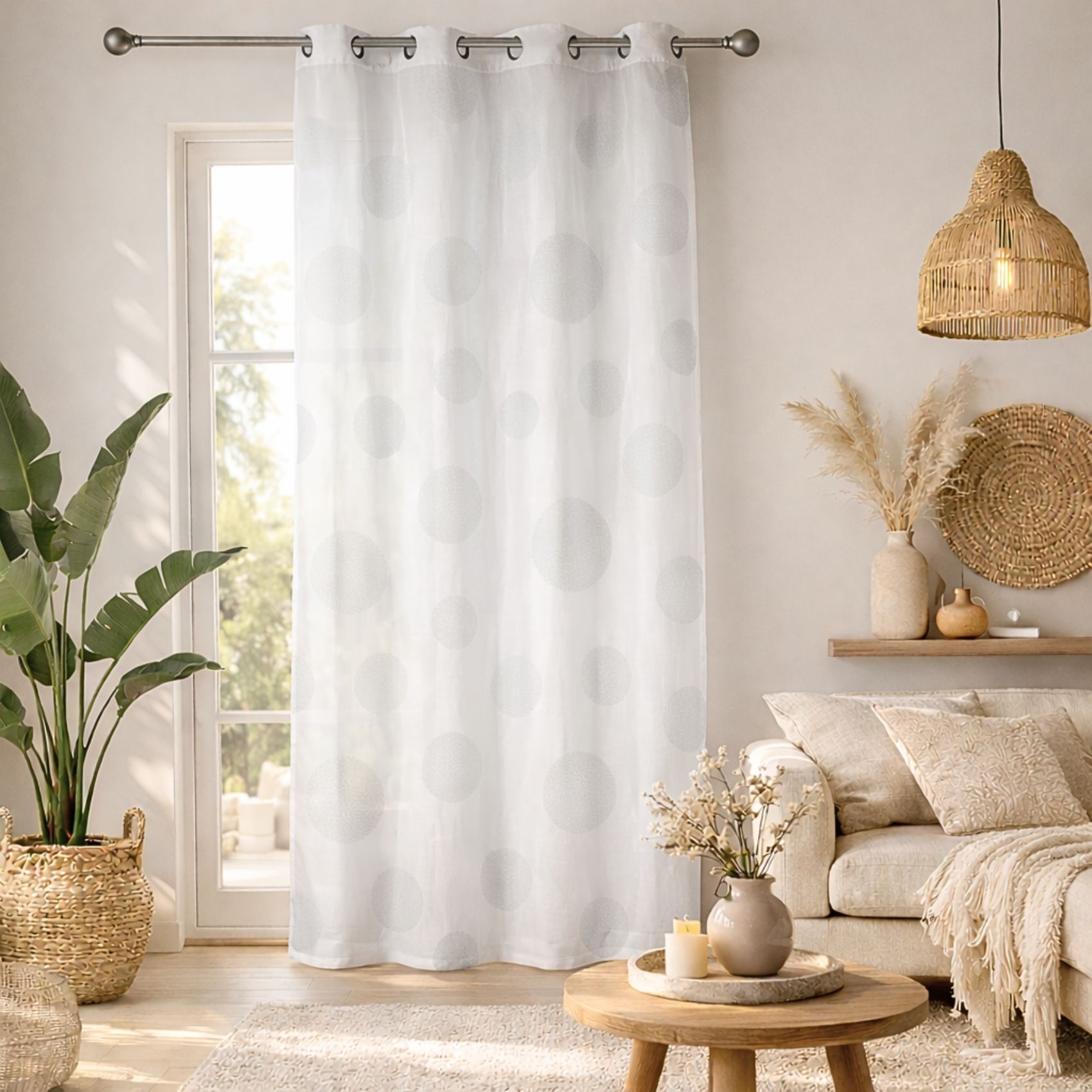 Voilage motif rond impression magnétique