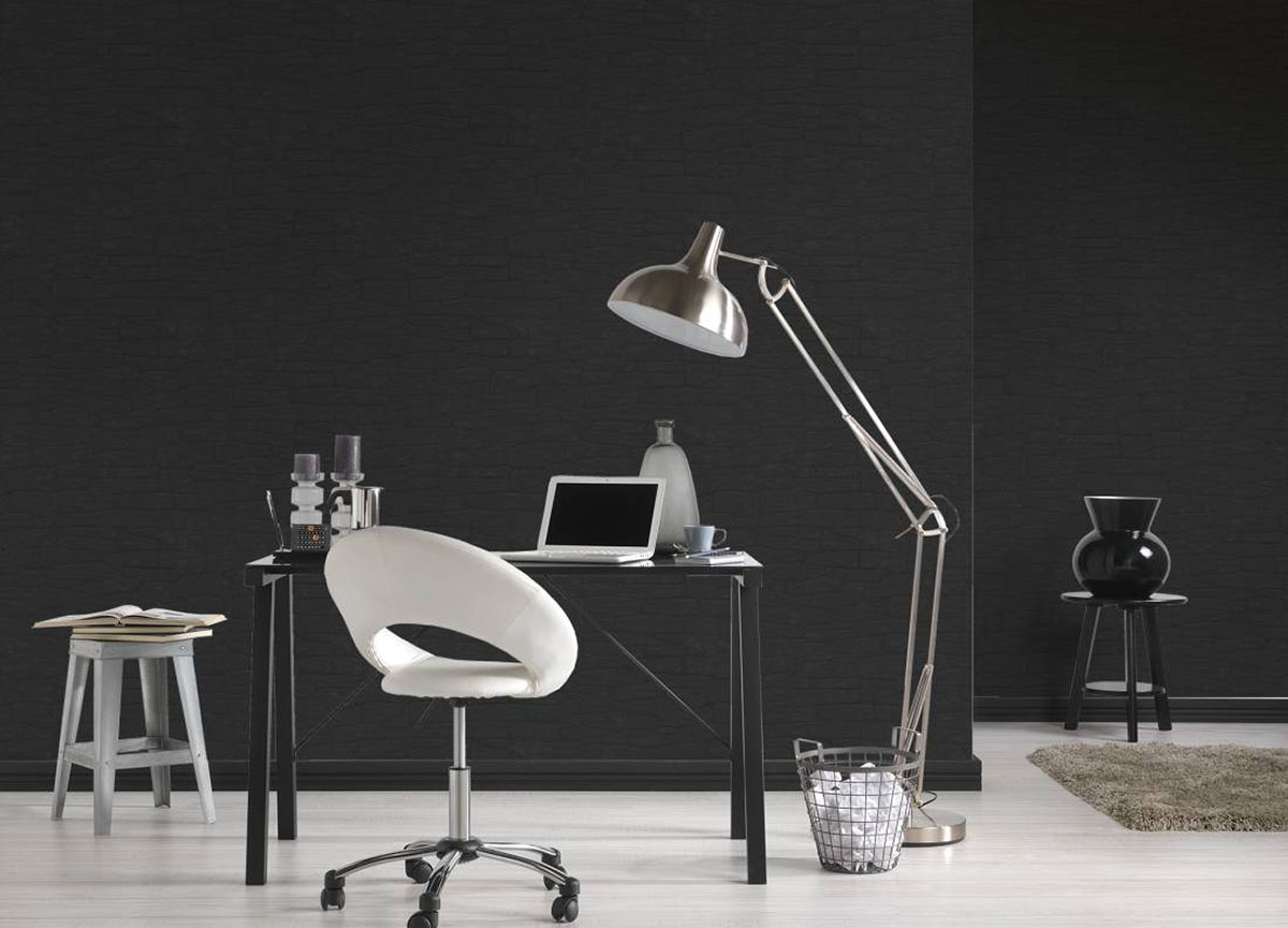 Papier Peint Impression Brique Noir