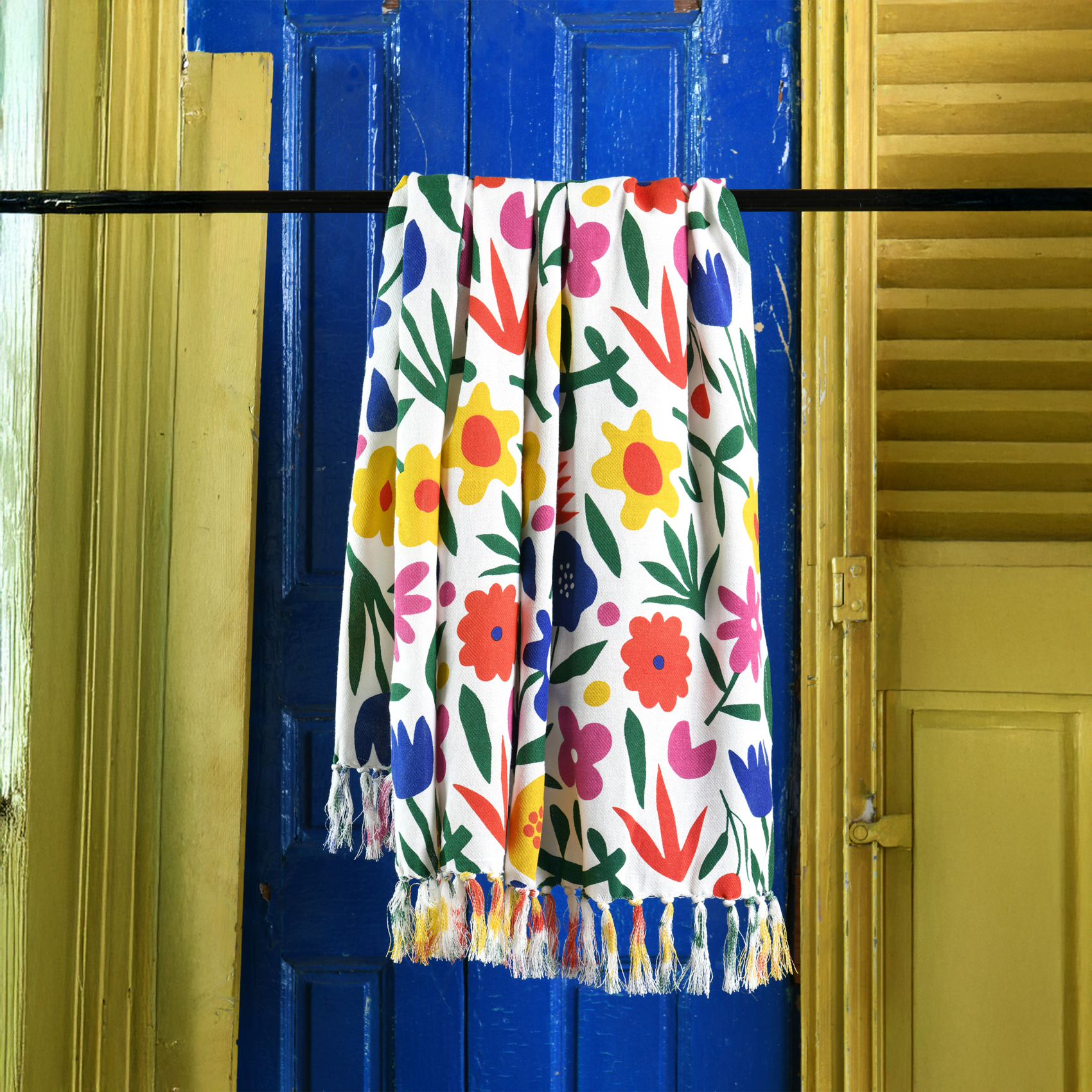 Fouta polycoton légère motif floral — vue 5