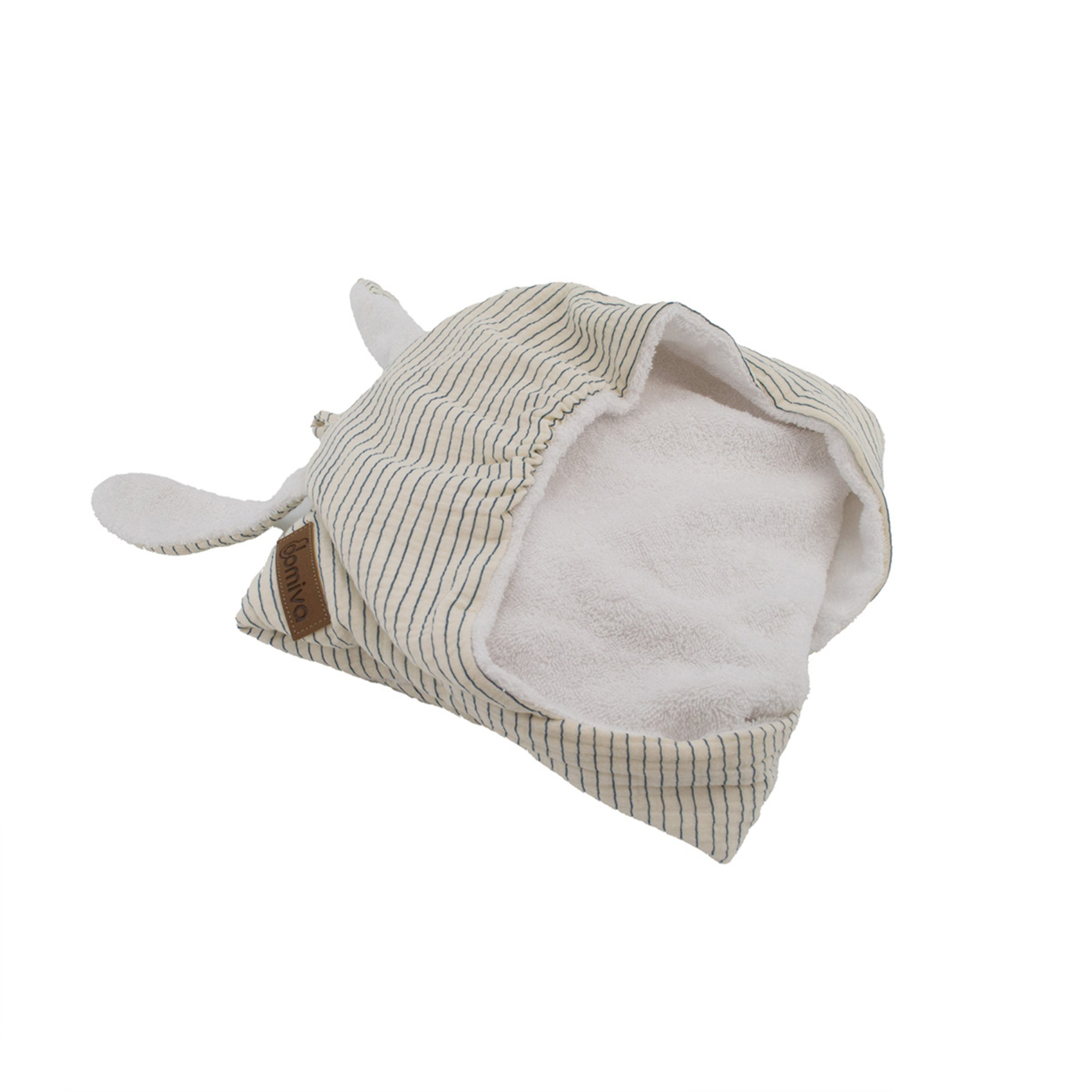 Sortie de bain bébé en mousseline à rayures avec capuche — vue 4