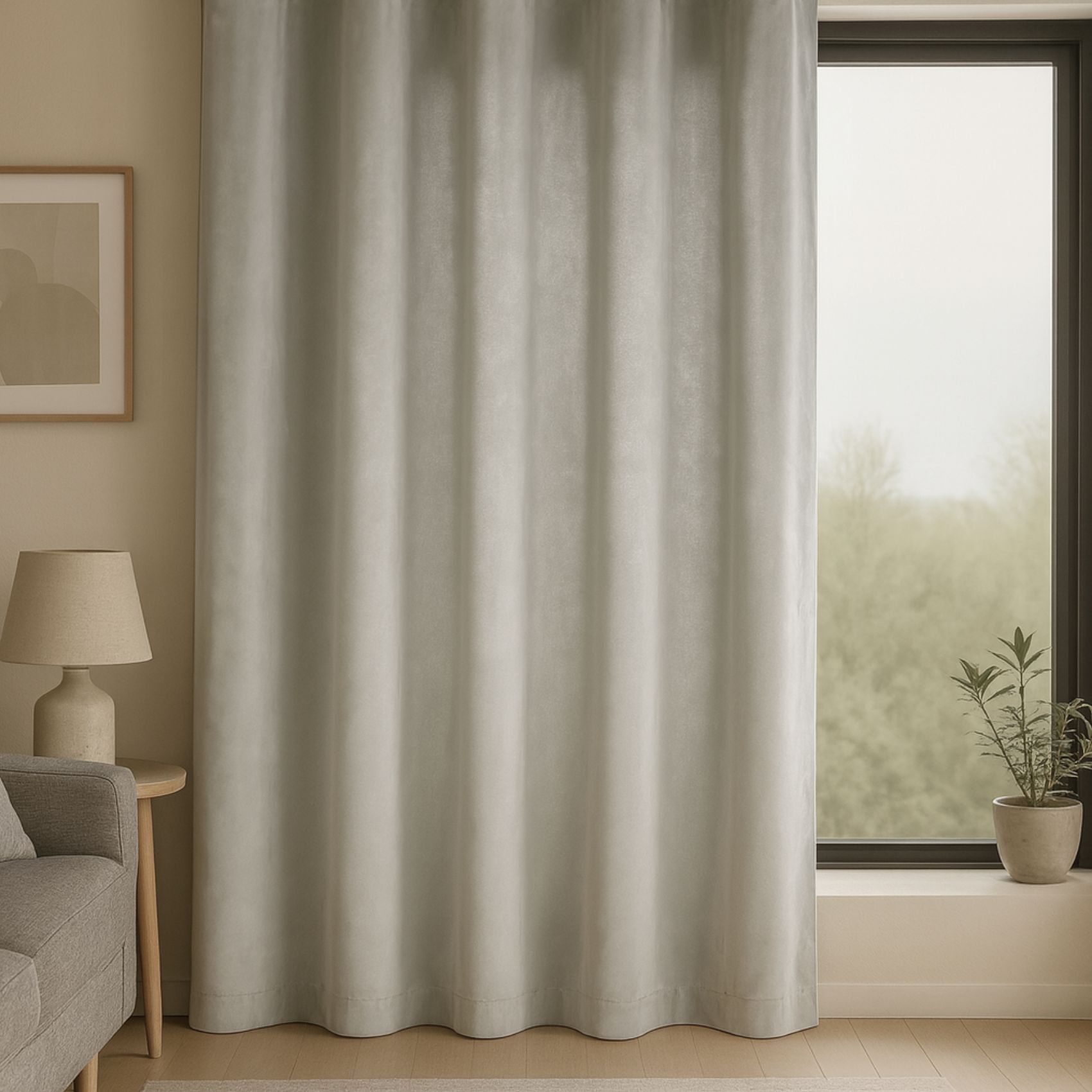 Rideau en velours tamisant fluide