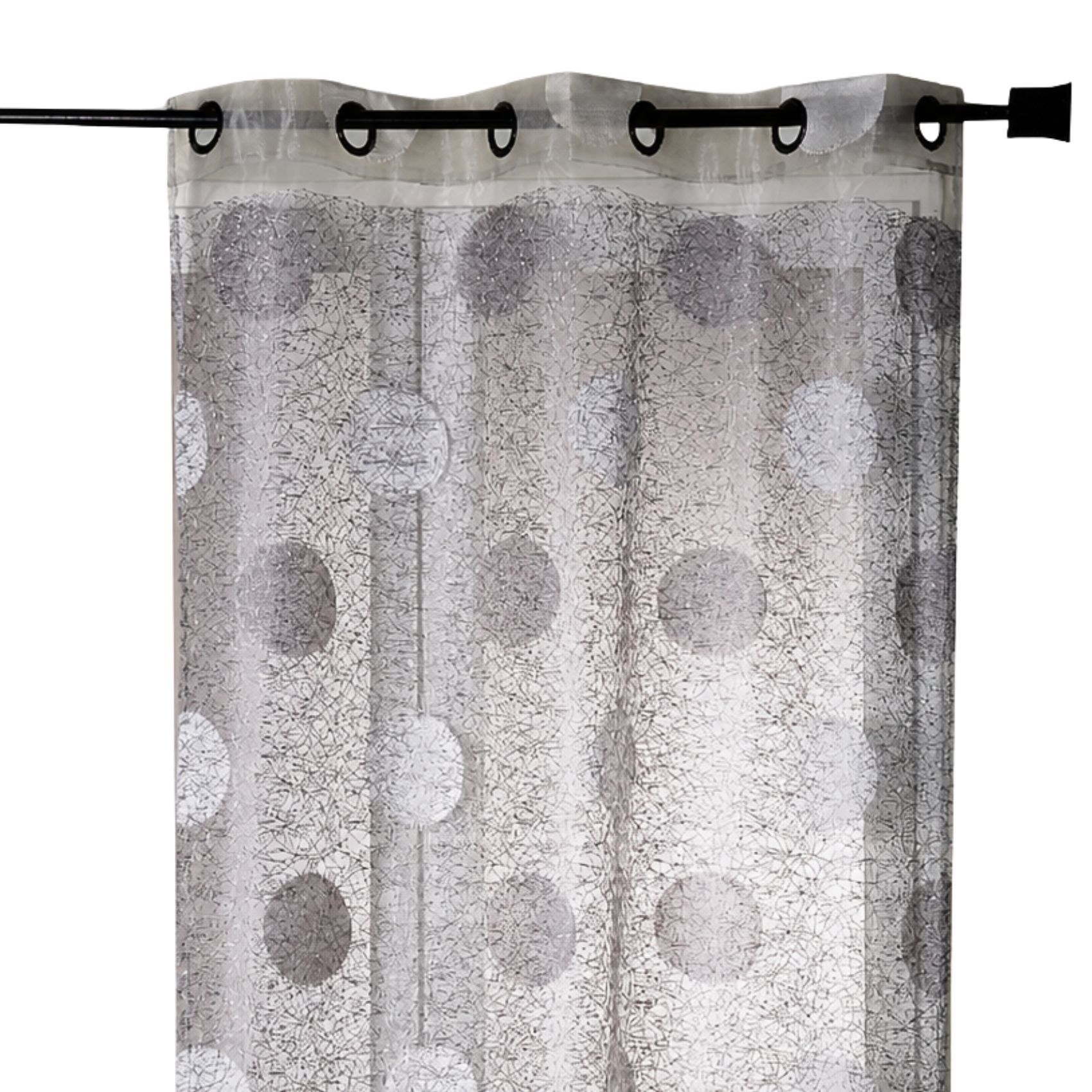 Voilage organza jacquard brodé motif gros ronds — vue 4