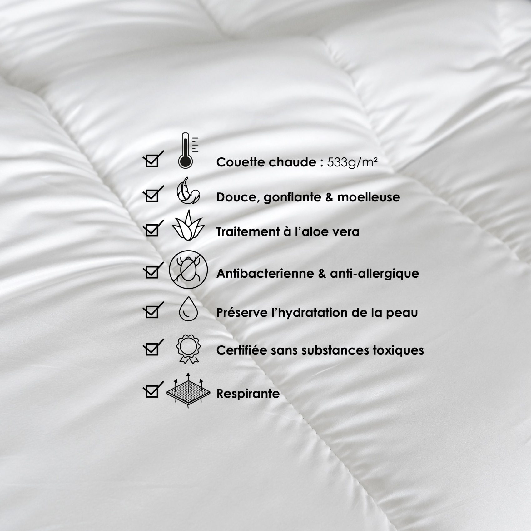 Lot couette chaude premium anti-acariens  + 1 oreiller respirant — vue 5