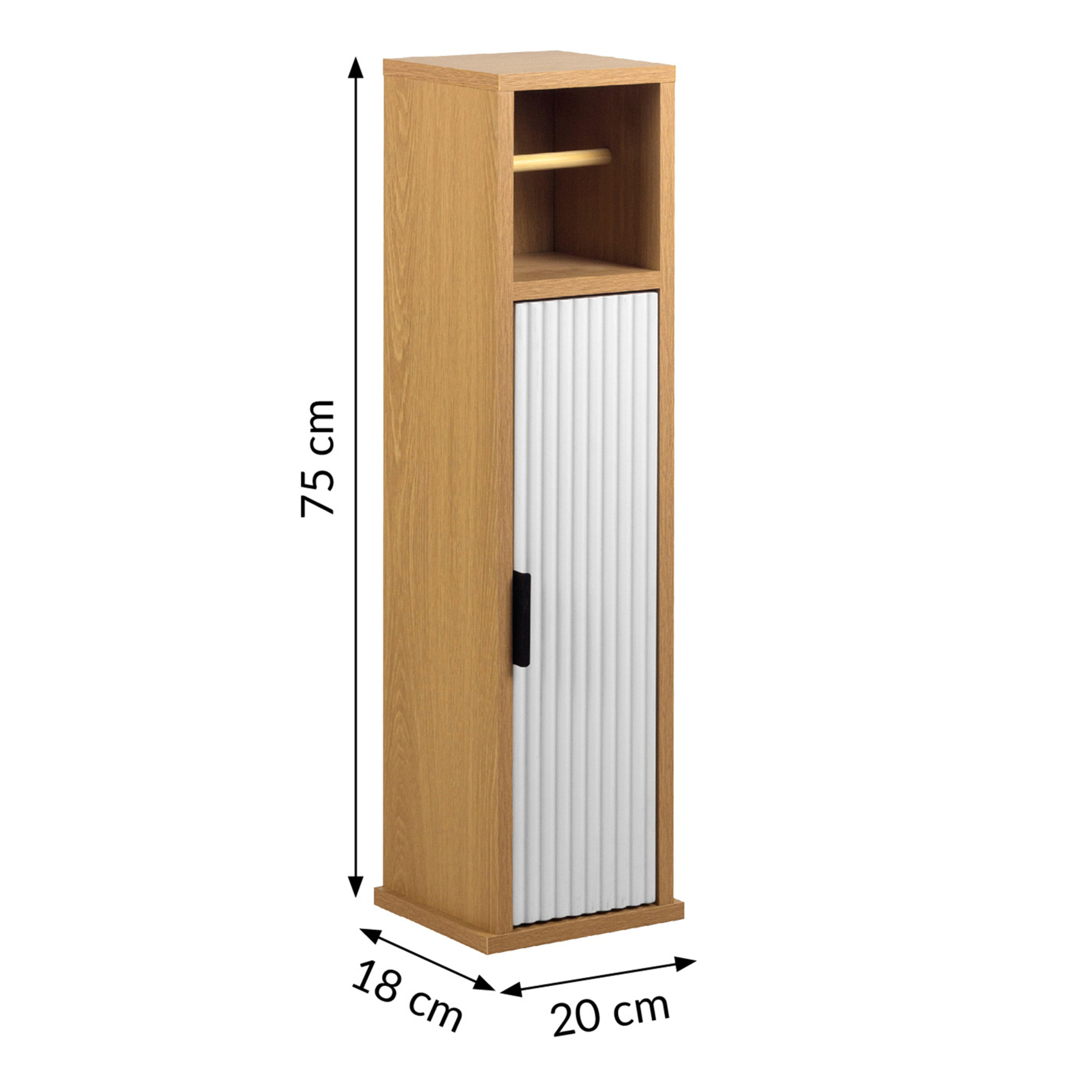 Meuble dérouleur papier WC avec rangement et porte rainurée — vue 4
