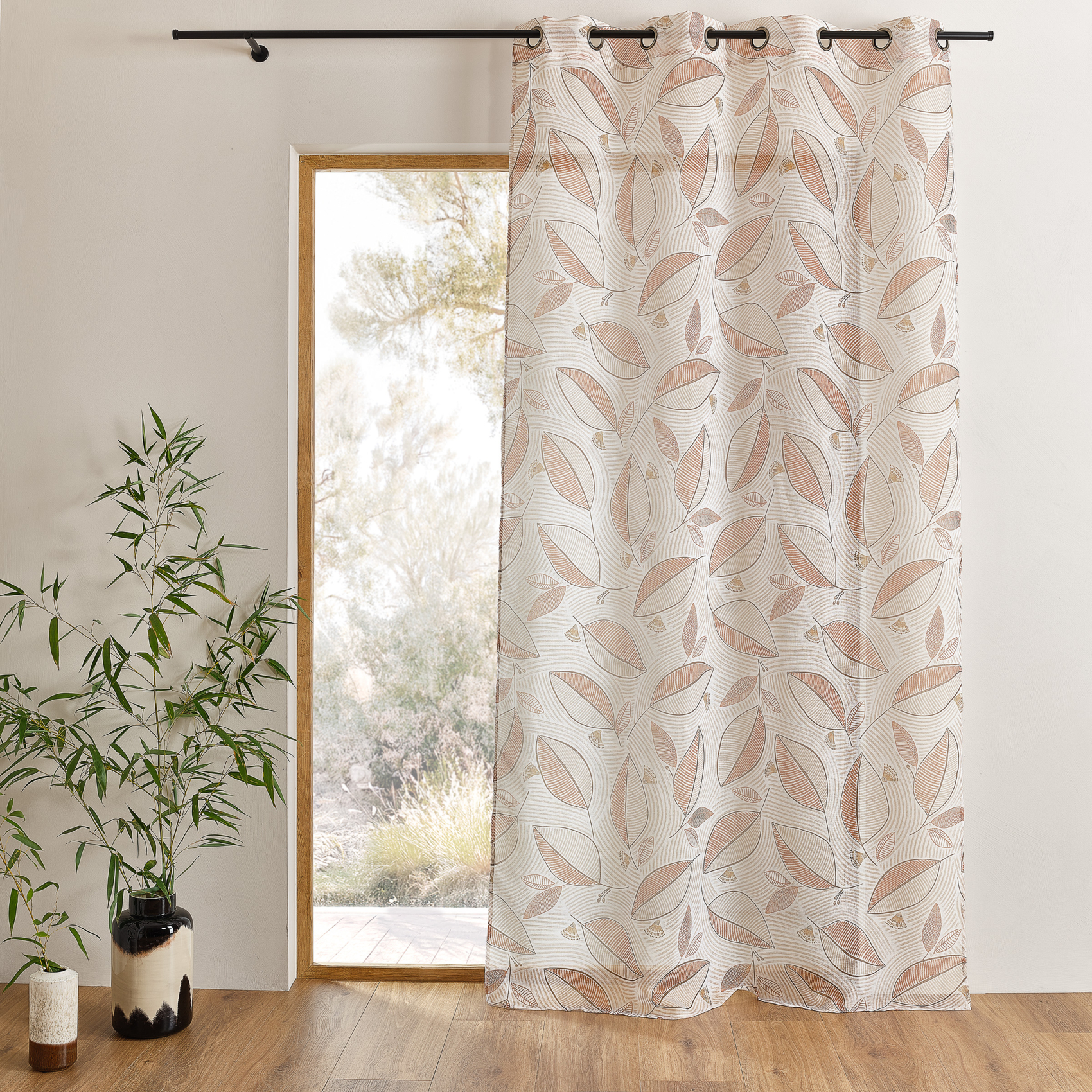 Voilage imprimé à motifs feuilles