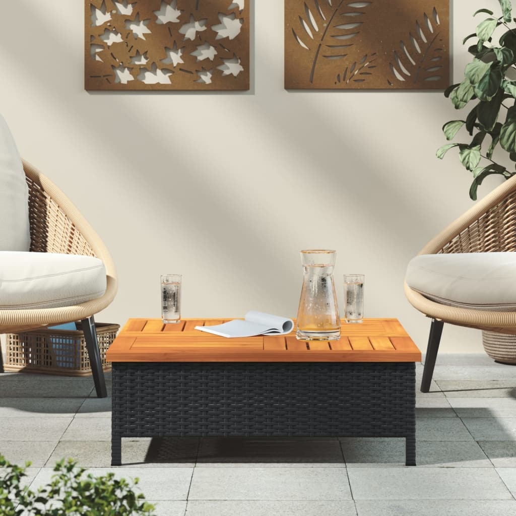 Table basse de jardin en bois et résine tressée — vue 6