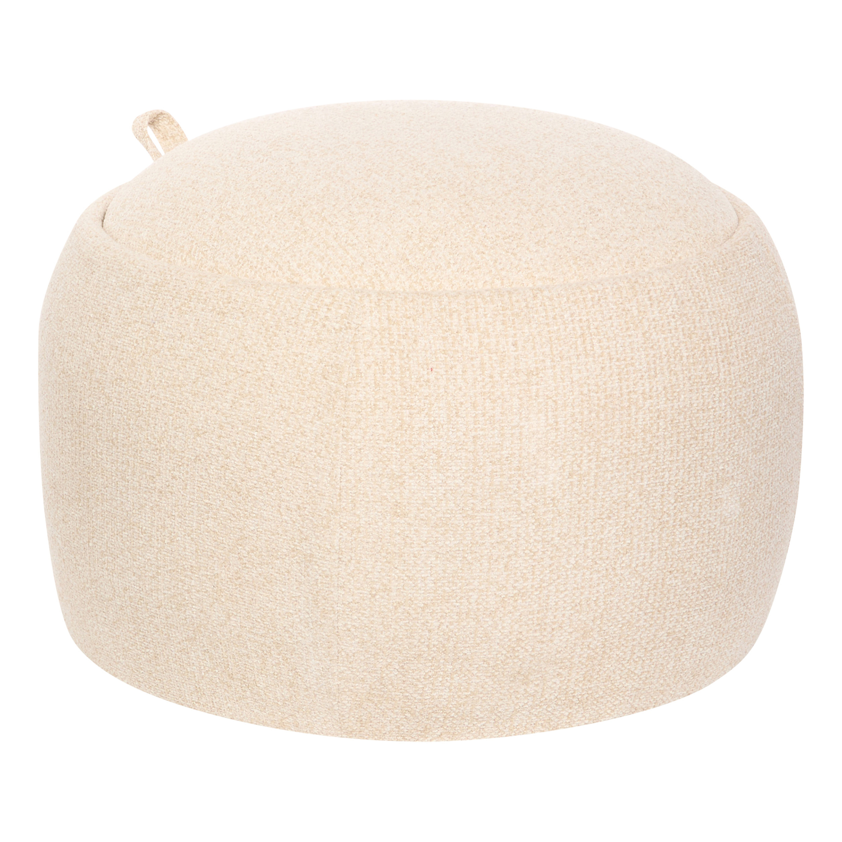 Pouf coffre rond en bois bouclette