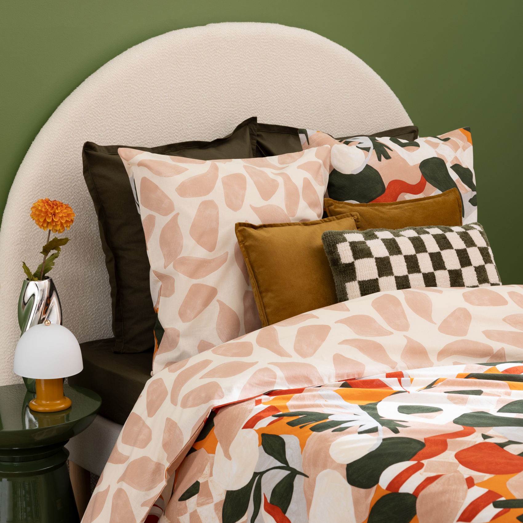 Parure de lit réversible en coton imprimé végétal — vue 5