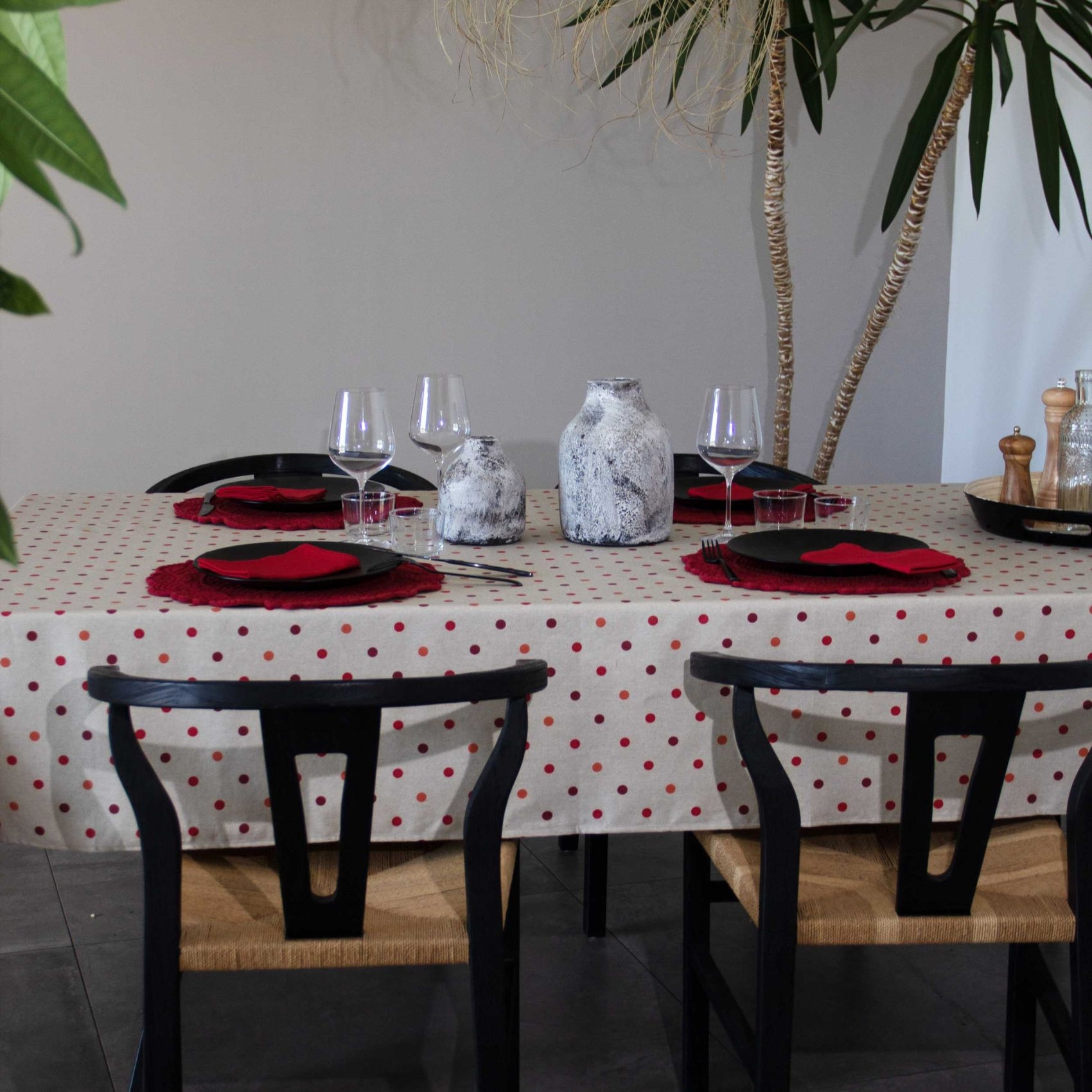 Nappe rectangle enduite à pois — vue 4