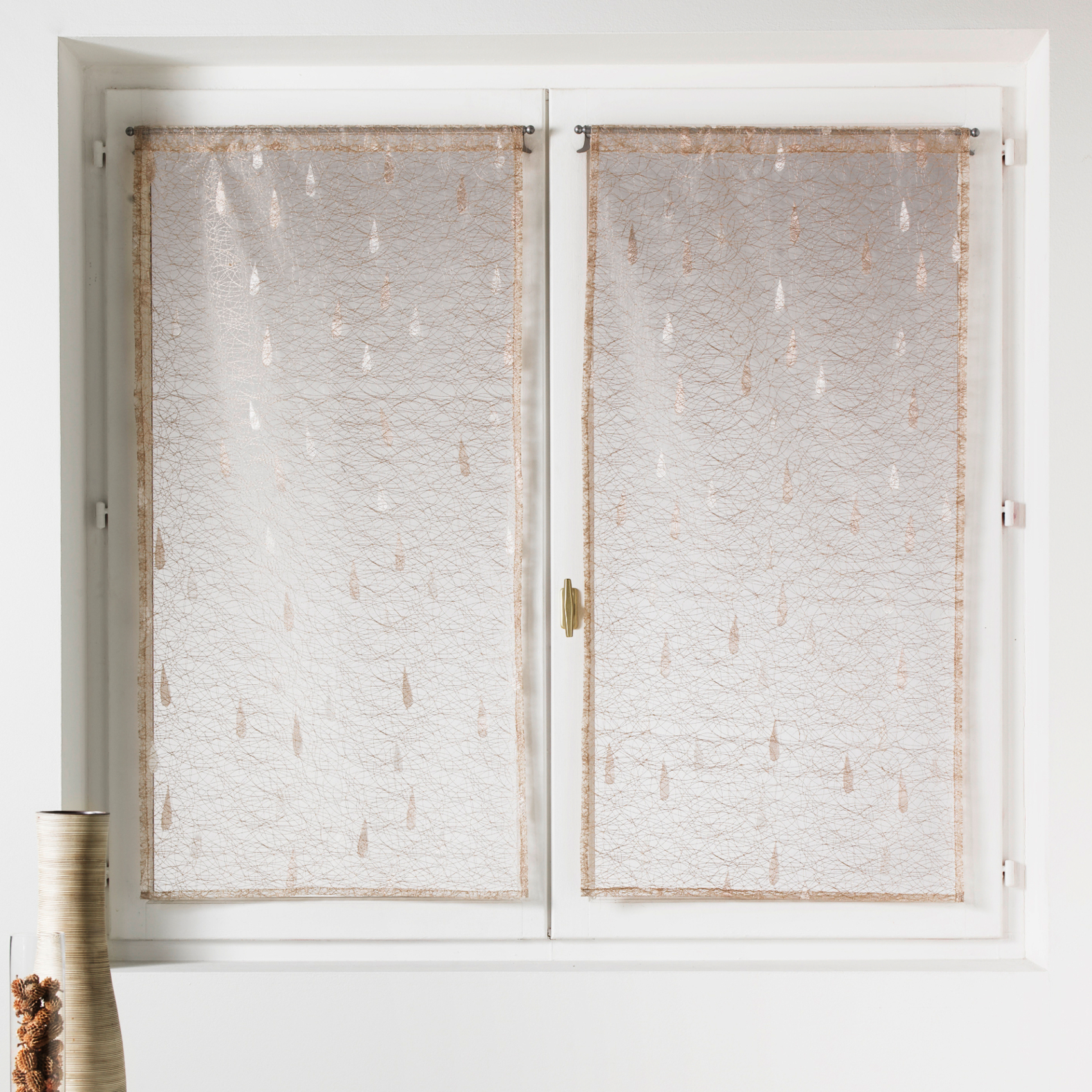 Paire de petits voilages Organza et Jacquard à motifs gouttes — vue 3