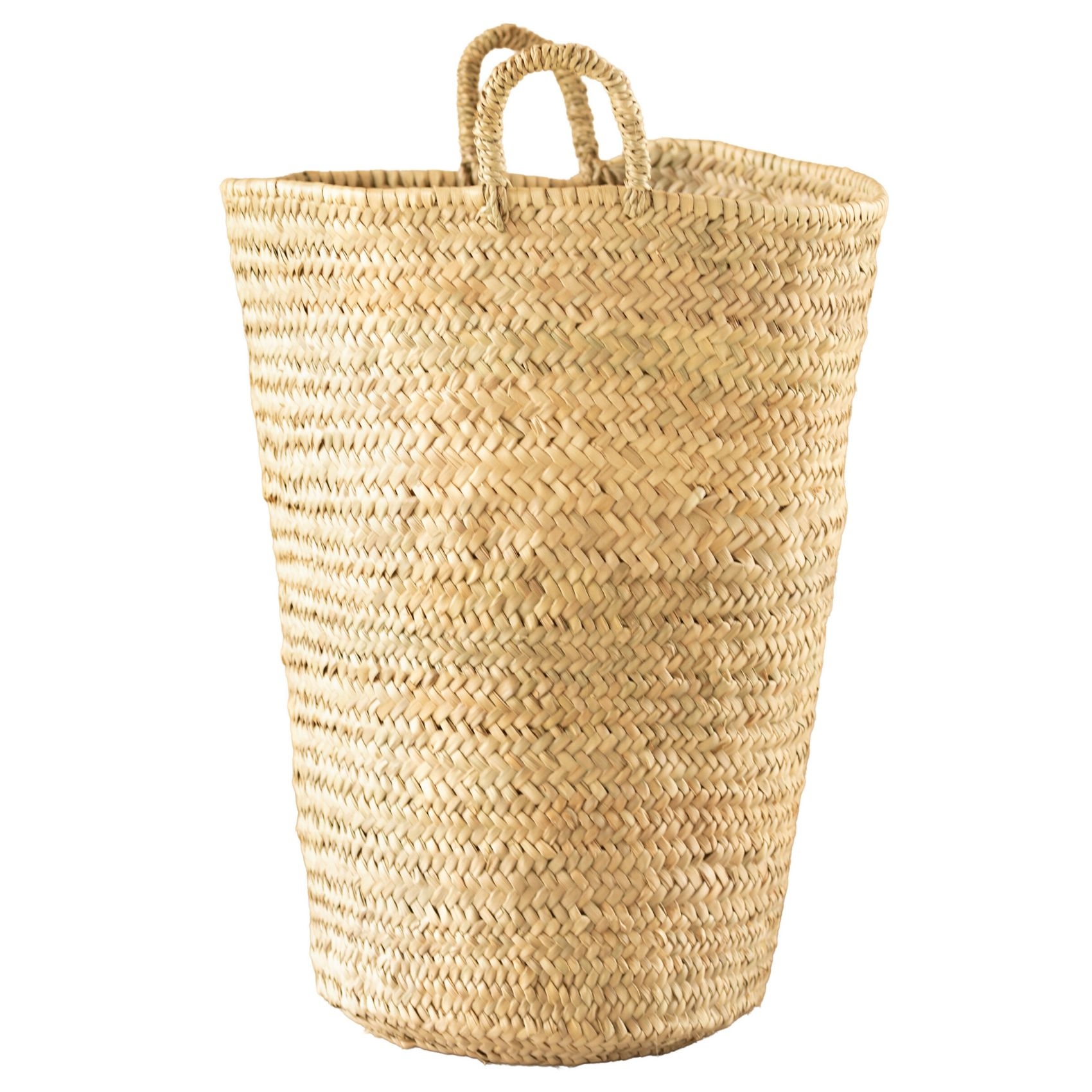 Grand panier en feuilles de palmier avec anse