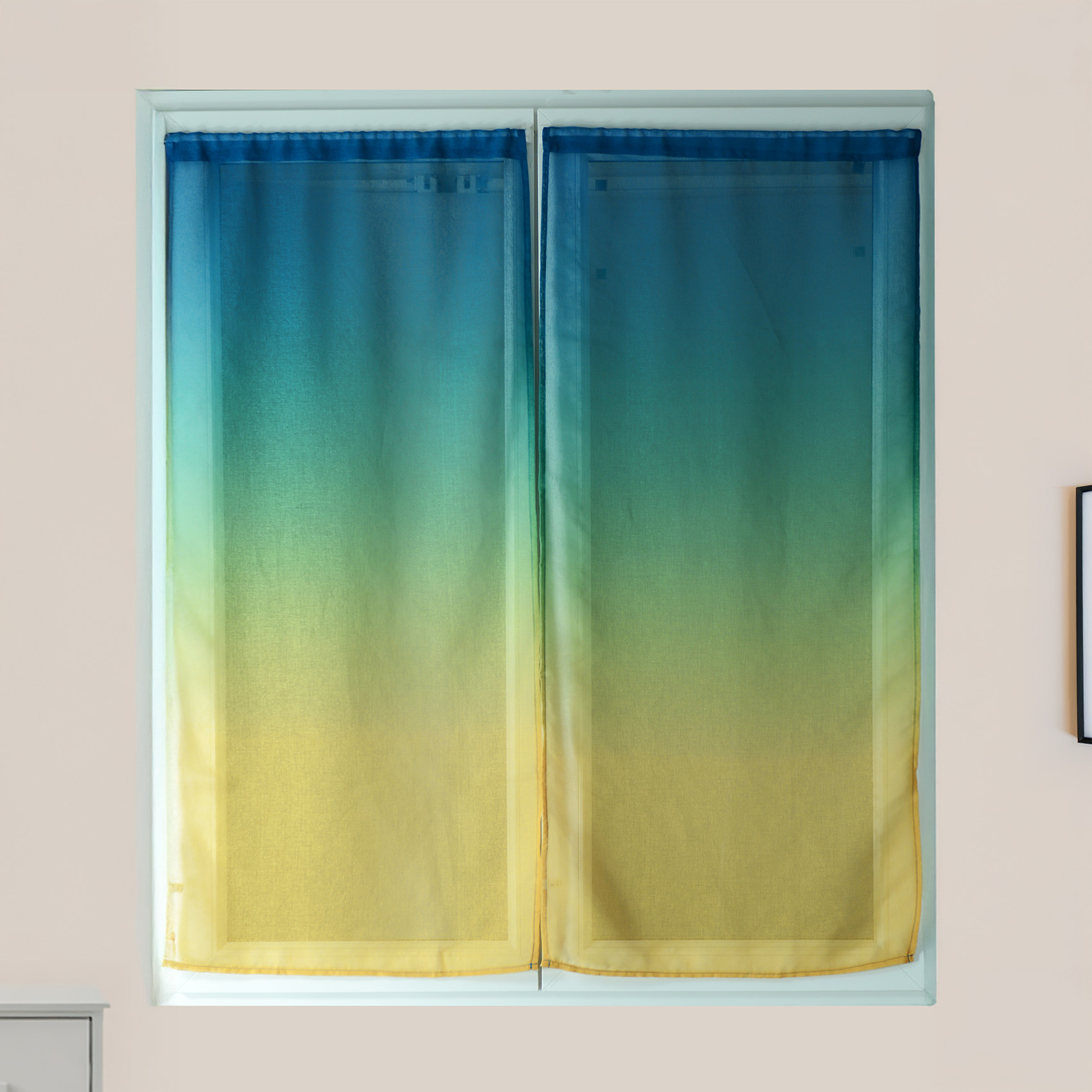 Paire de voilage en étamine imprimée dégradée