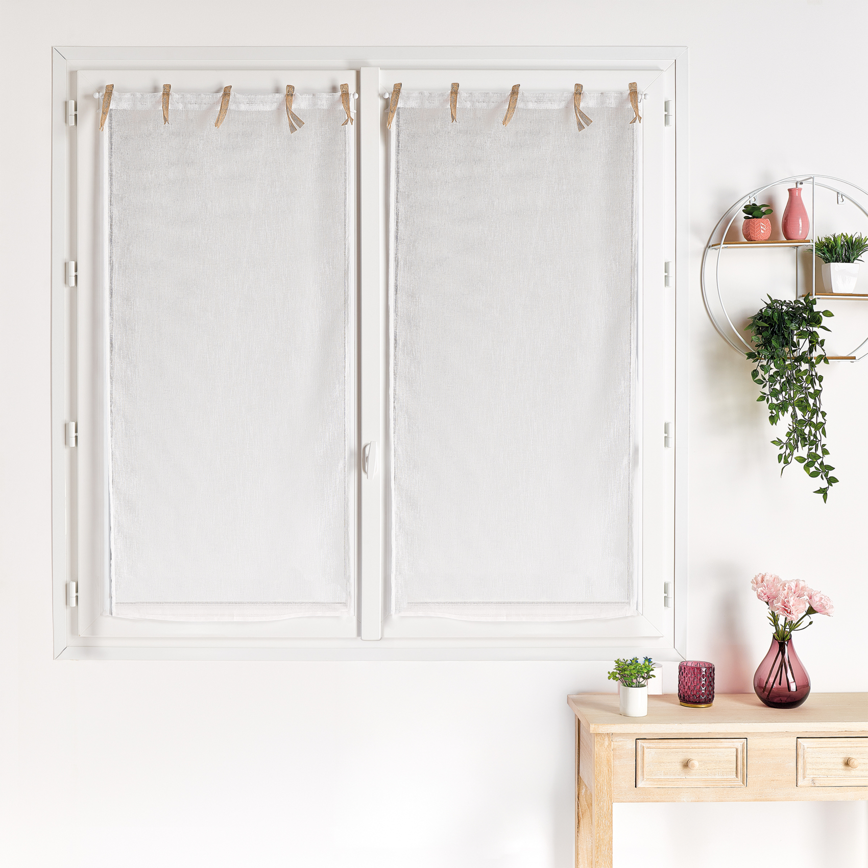 Paire voilages avec ruban en jute