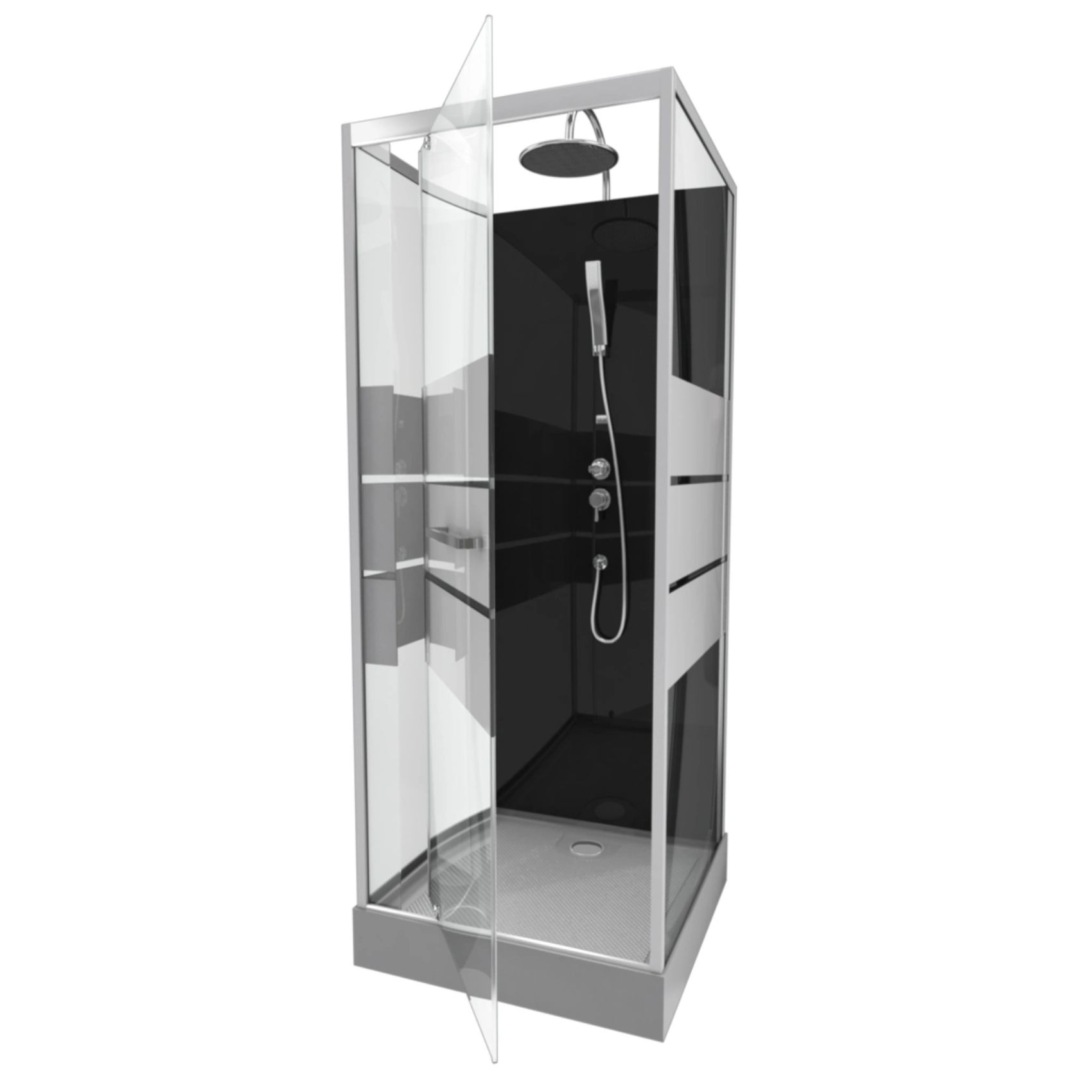 Cabine de douche carrée avec verre sérigraphié