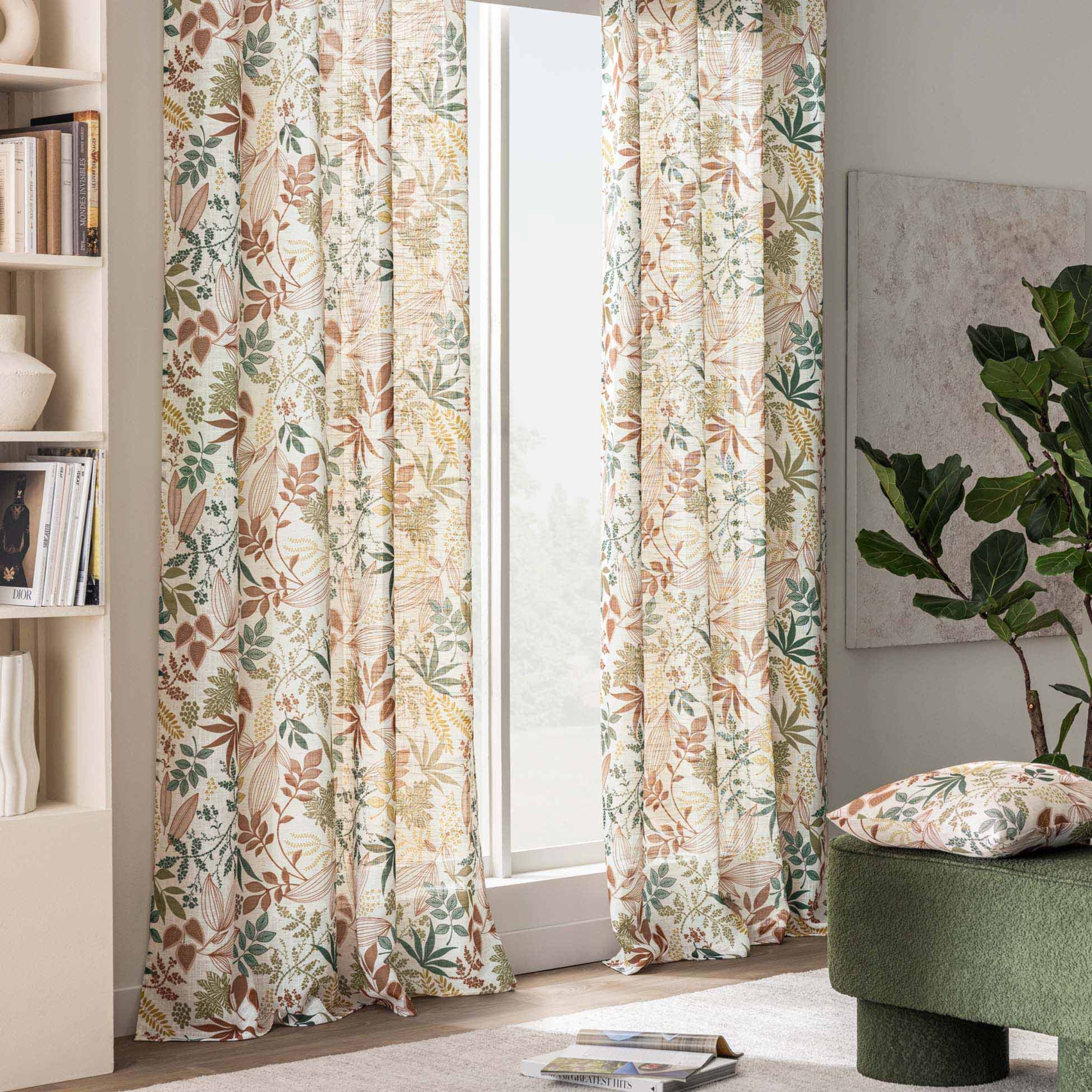 Coussin polylin imprimé feuillages — vue 3