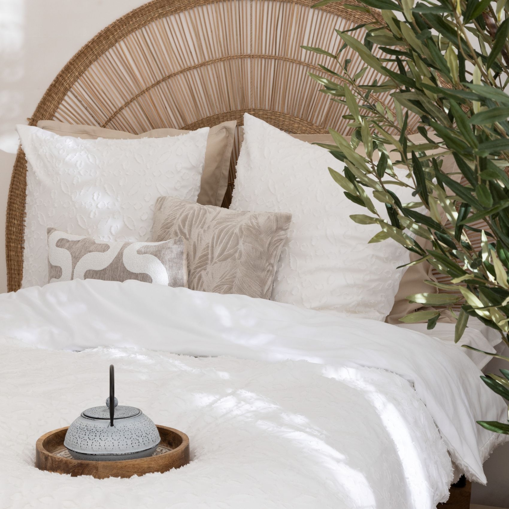 Parure de lit Jacquard motif fleur — vue 4