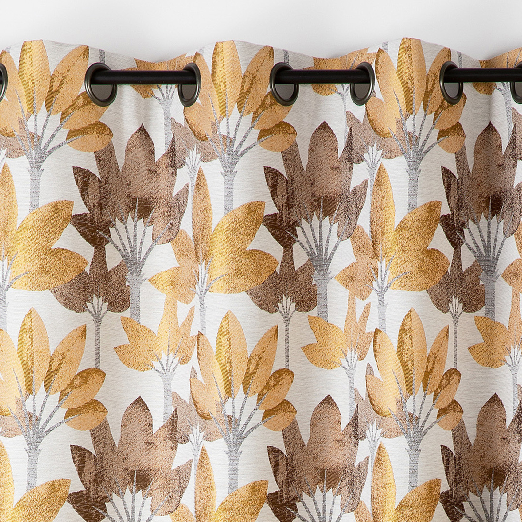 Rideau à oeillets jacquard motif végétal — vue 4