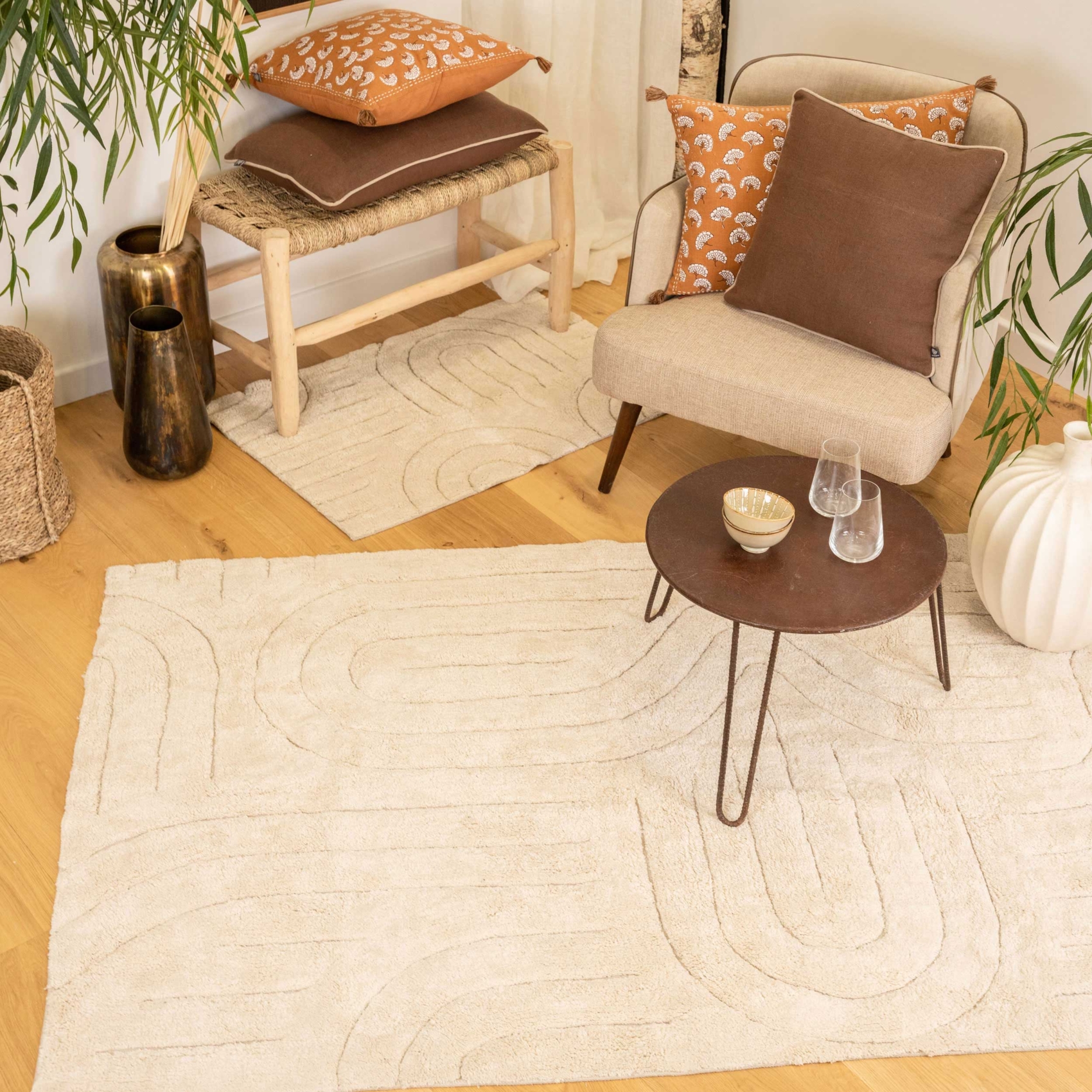 Tapis déco moderne en coton design graphique