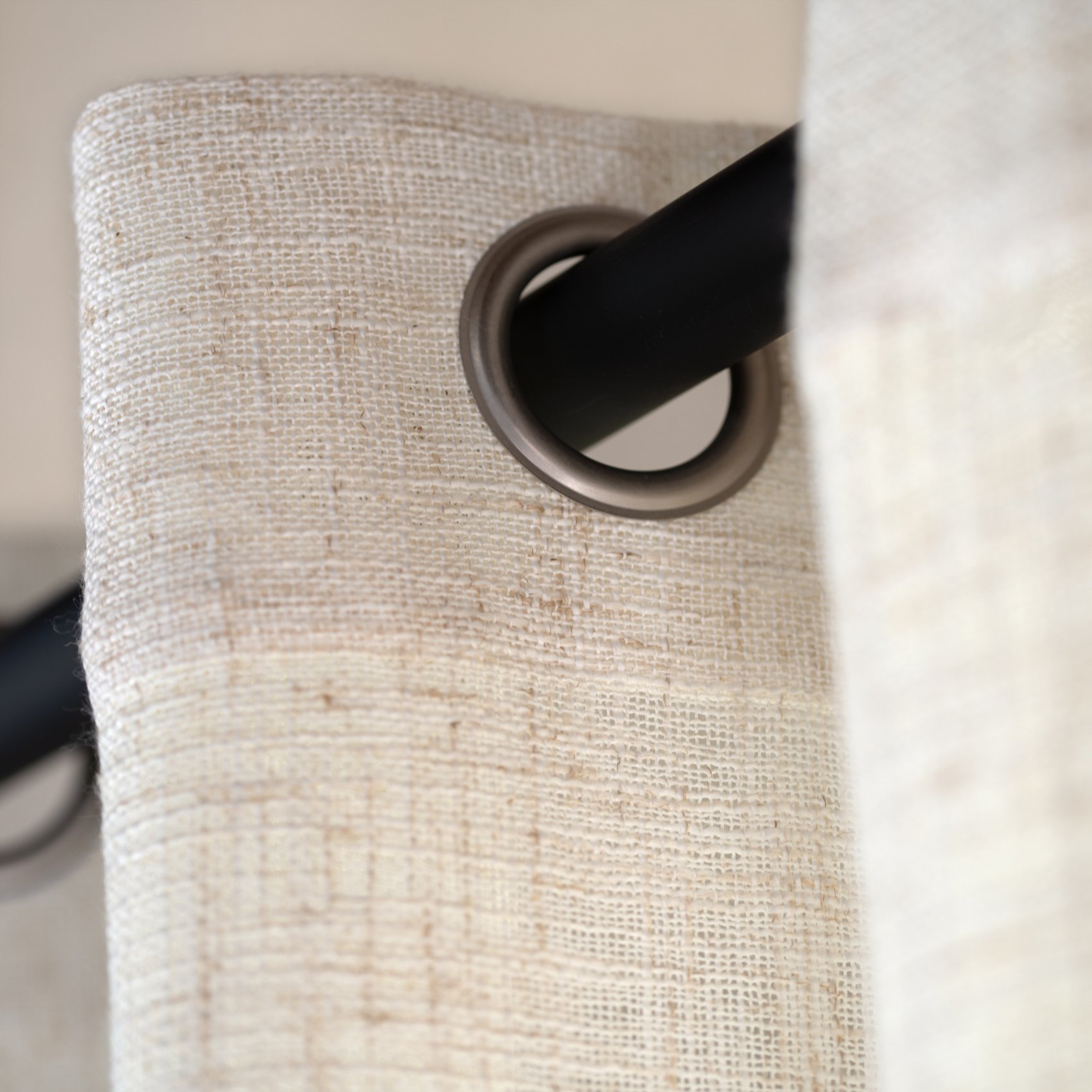 Voilage à oeillets naturel effet lin — vue 5