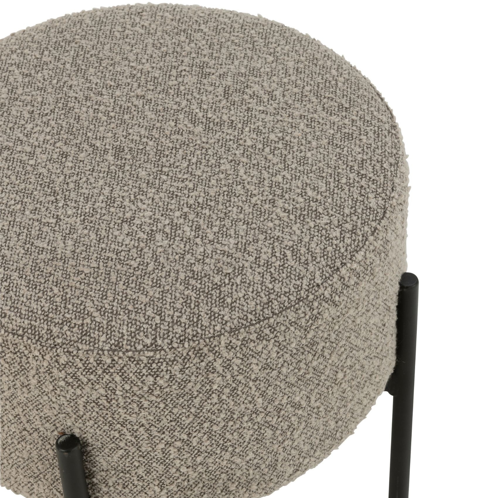 Petit tabouret rond en bois et tissu bouclette — vue 5