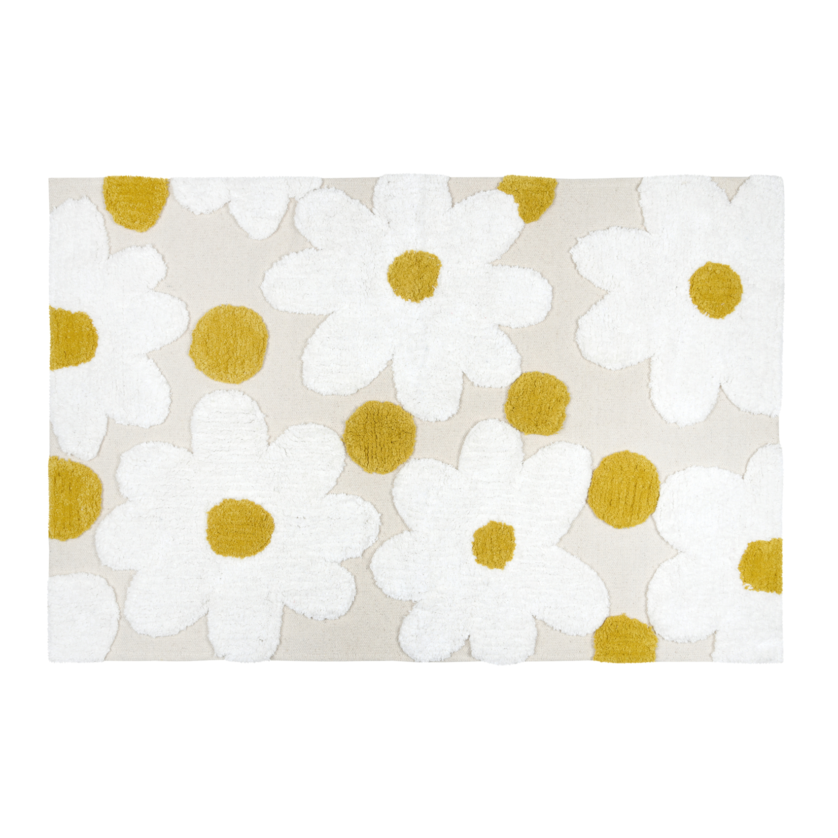 Tapis de salon en coton à motif marguerites en relief