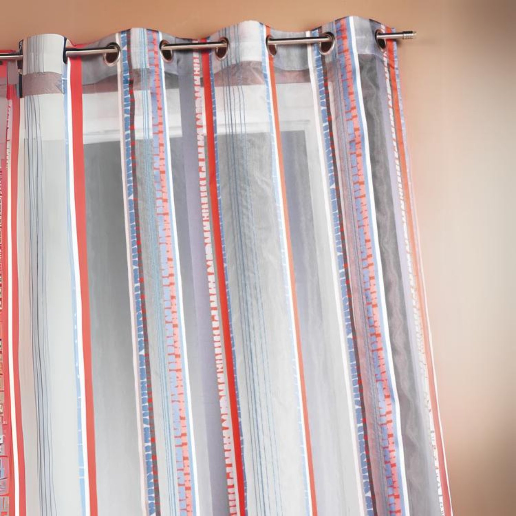 Voilage en organza jacquard à rayures verticales colorées — vue 3