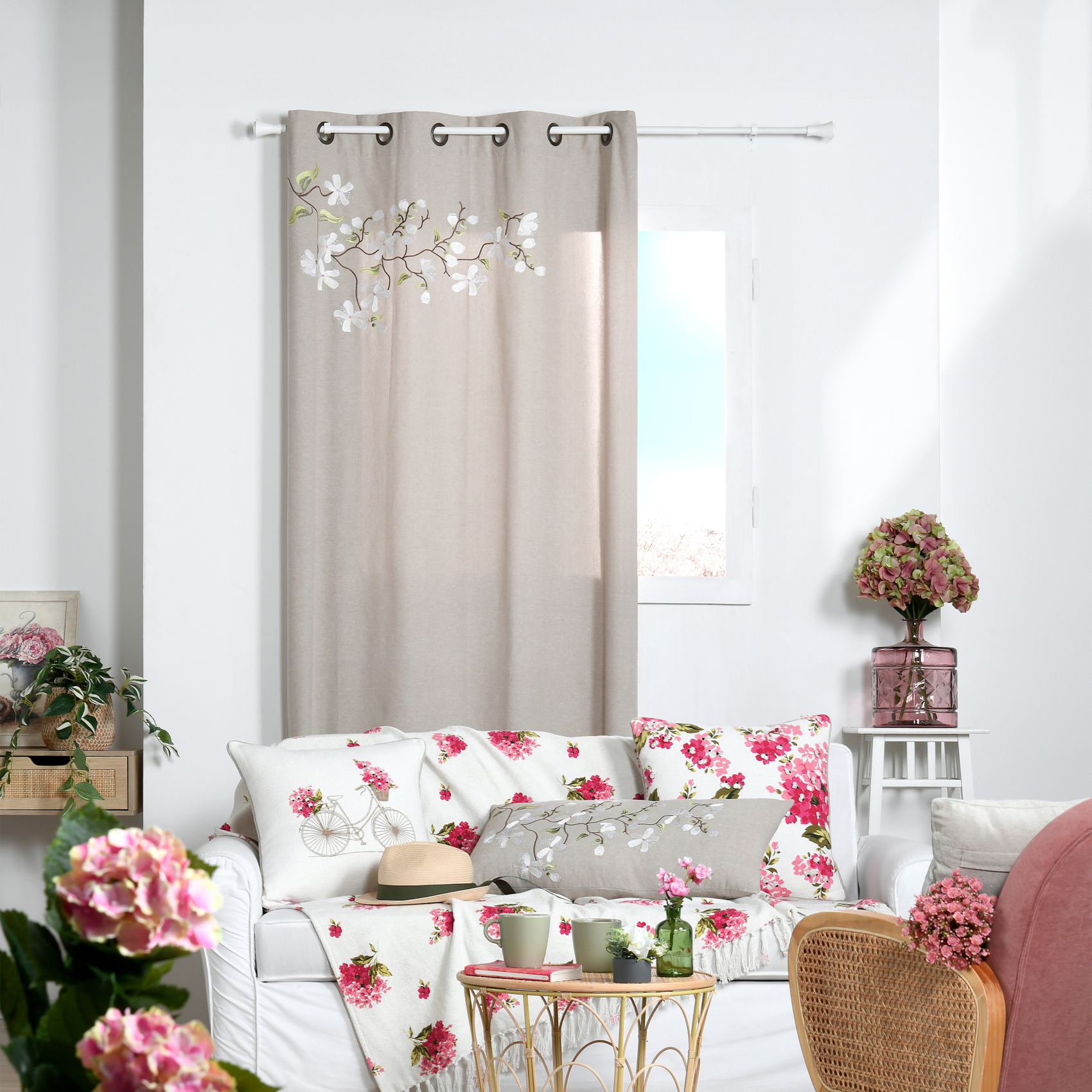 Rideau imprimé floral arbre printanier