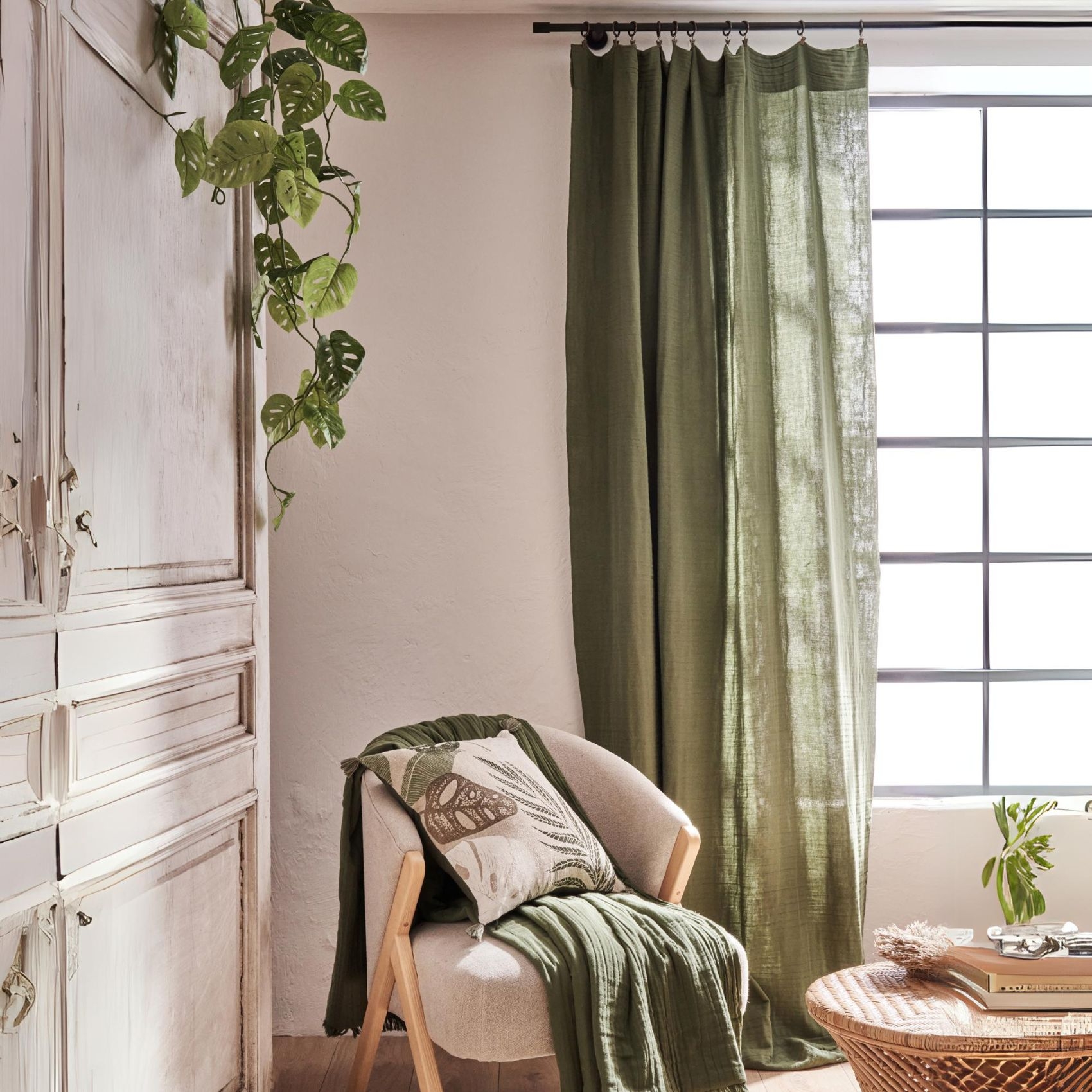 Rideau gaze de coton ajustable