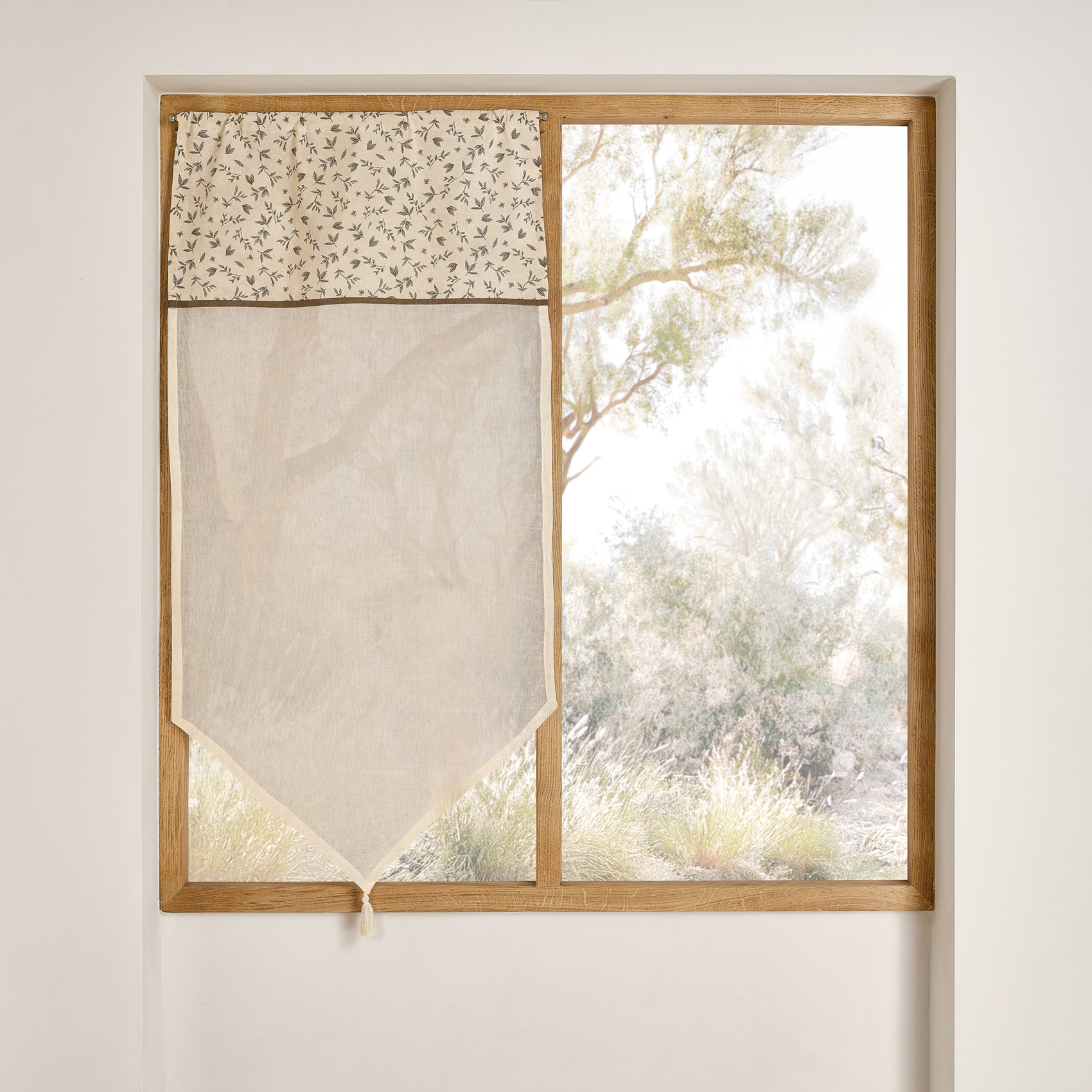 Vitrage coton à parement végétal et bas pointe — vue 4