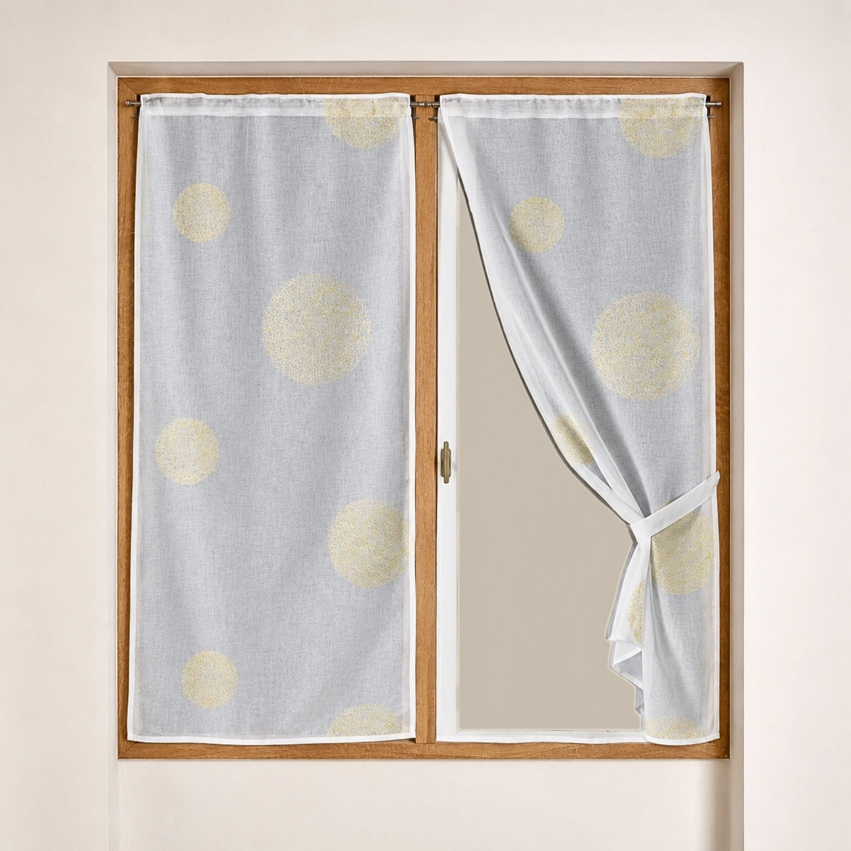 Petit Voilage Brodé fil lurex 'Ronds'