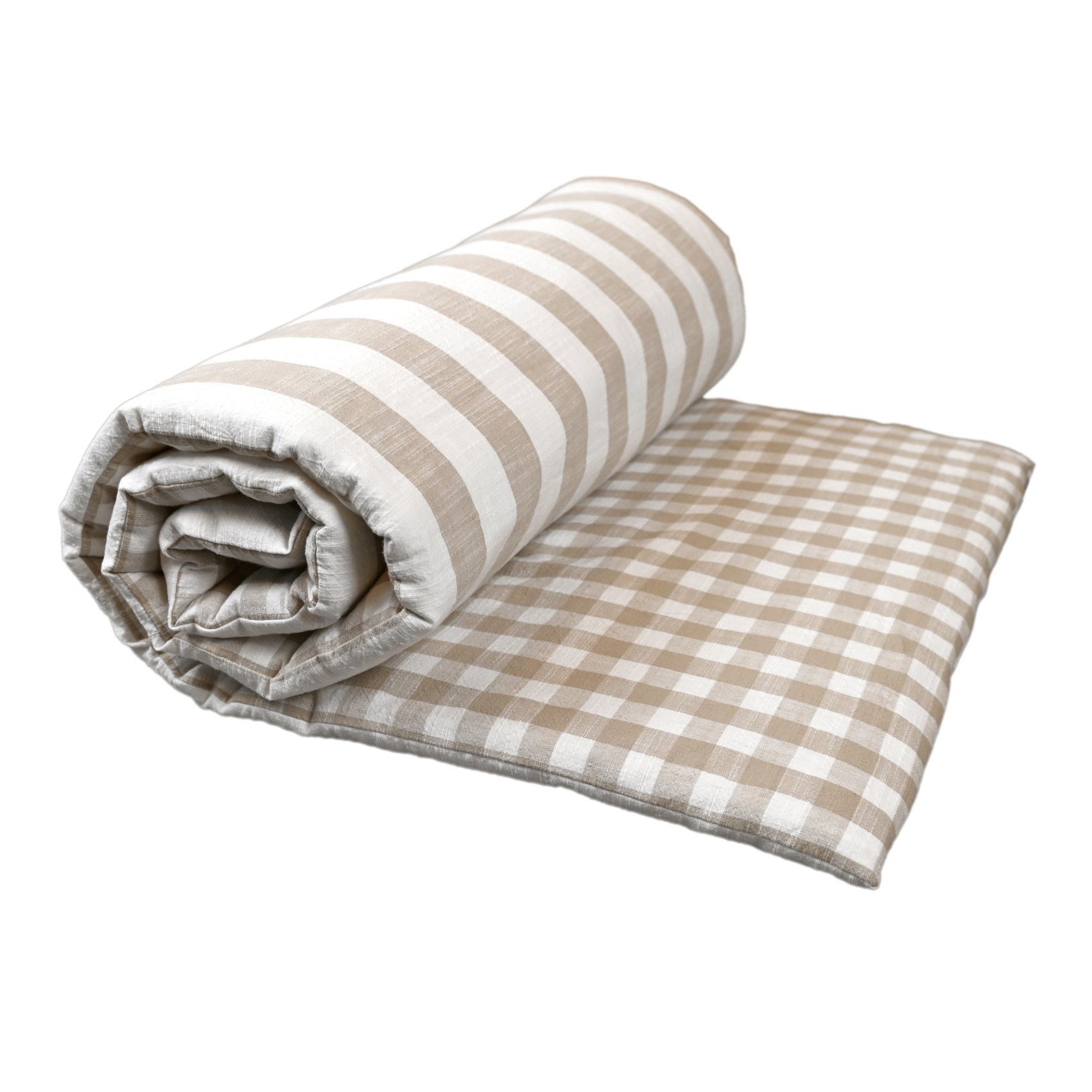 Édredon réversible coton flammé motifs rayures et vichy LOURMARIN