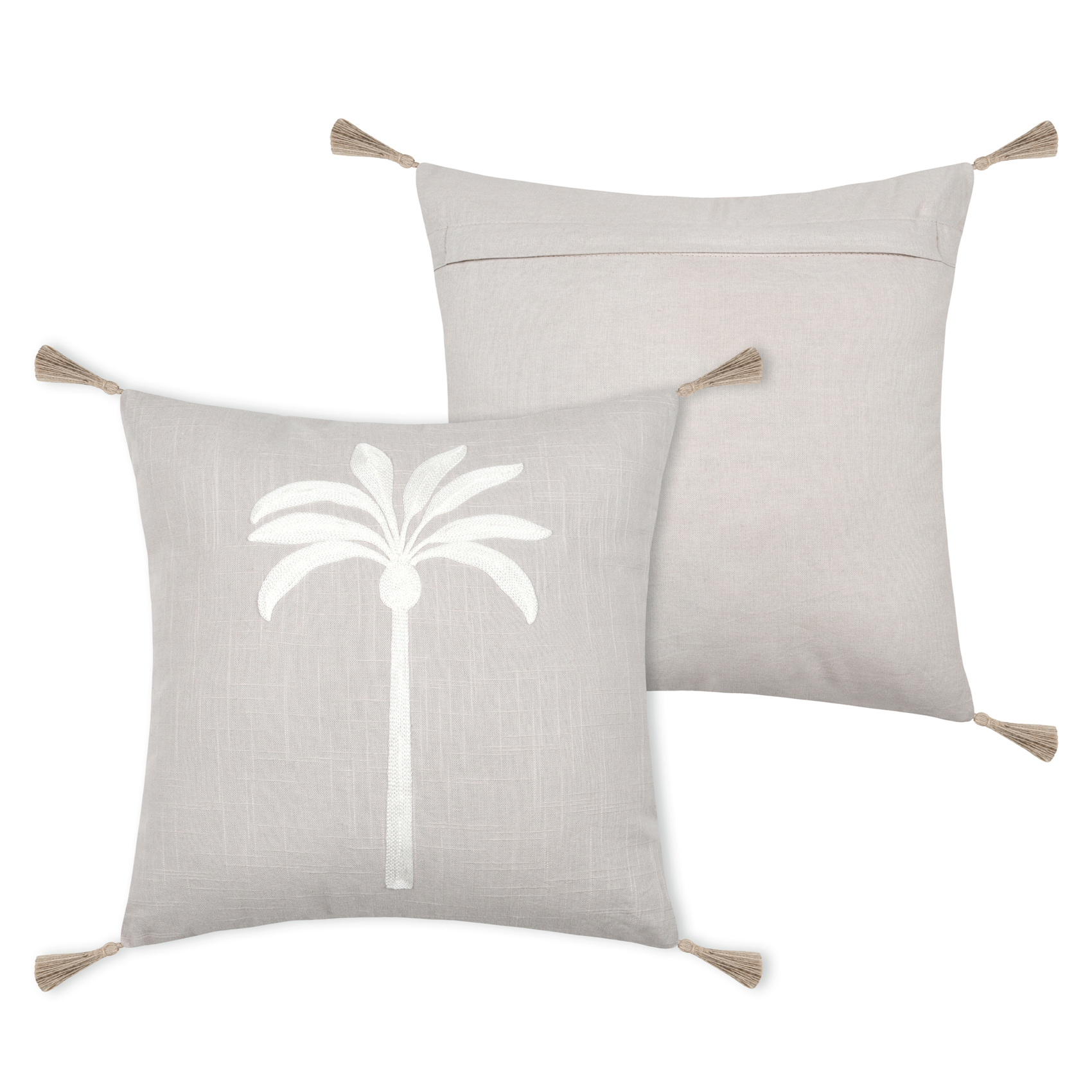 Coussin décoratif brodé motif palmier style tropical — vue 5